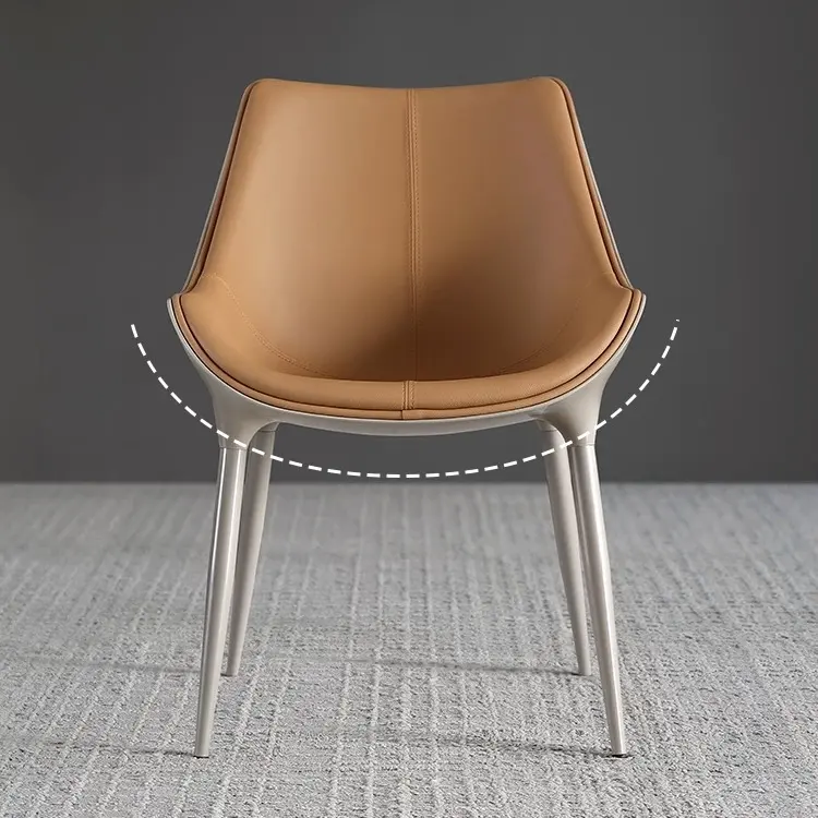 LECCO Mid Back Chair | Chair for Living Room, Bed Room, Kitchen, Office Room, Outdoor| Pu Leather Seat With Metal Legs | (CREAM)