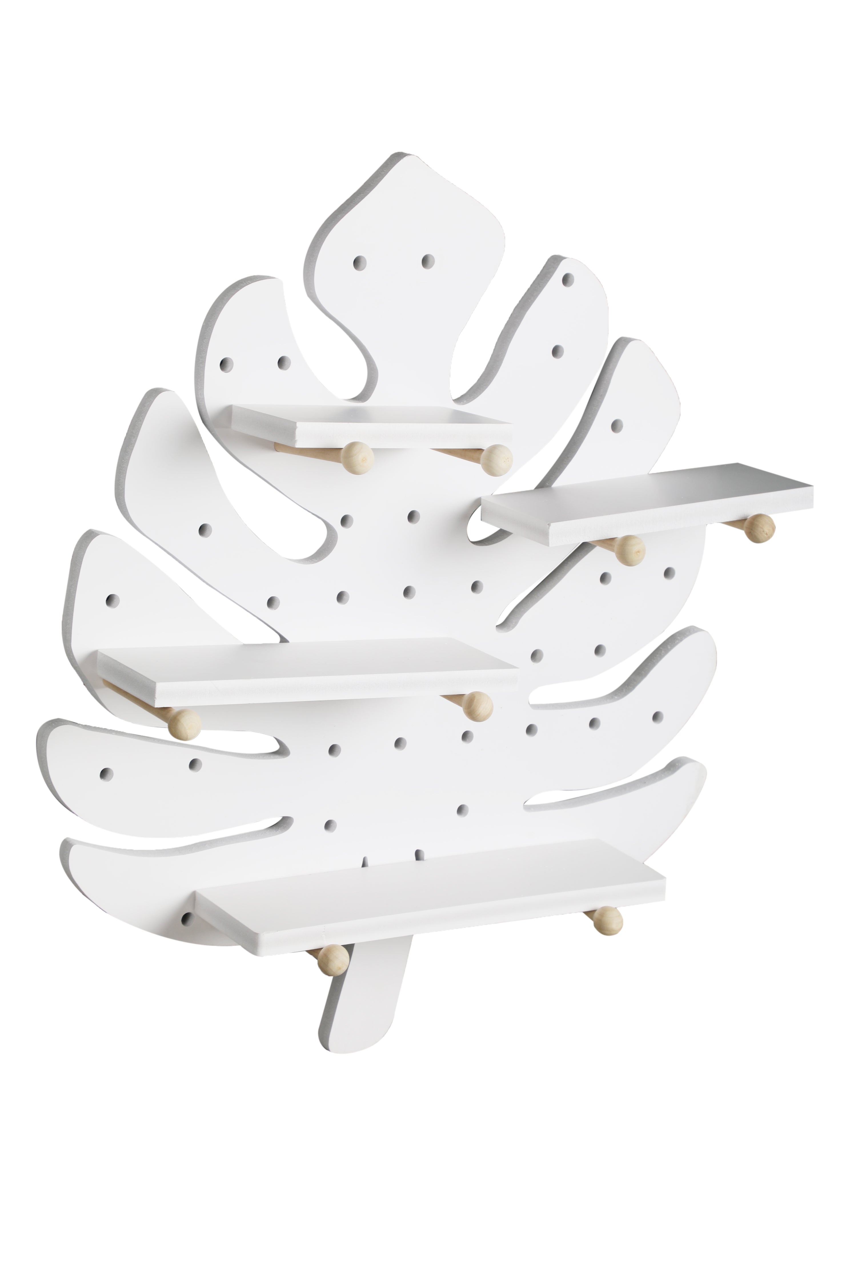 Urbancart Multipurpose Leaf-Shaped Floating Wall Shelve/Storage Display Wall Shelf  (Number of Shelves - 4, White)