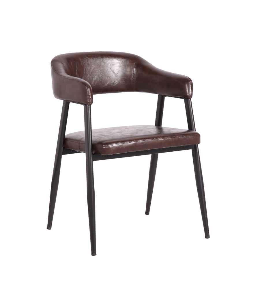 ASIANO Dining Chair | Accent Chair for Living Room Bedroom Study Room | Pu Leather Seat with Metal Legs, (Brown)