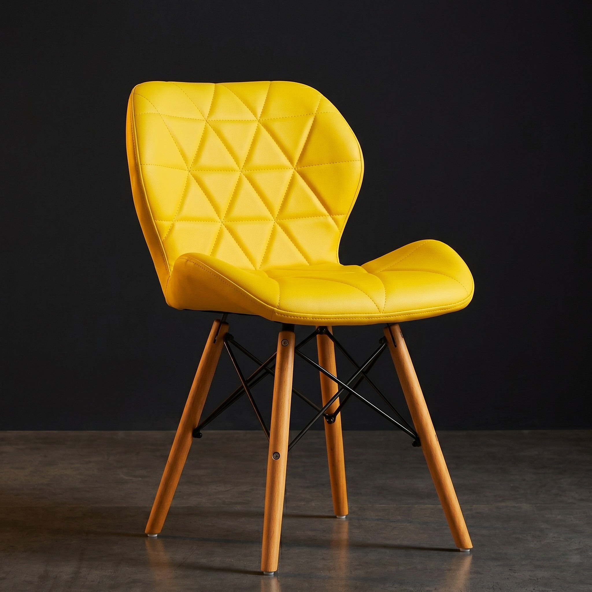 Diamond Leather Upholstered Dining Chair - Yellow