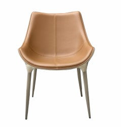 LECCO Mid Back Chair | Chair for Living Room, Bed Room, Kitchen, Office Room, Outdoor| Pu Leather Seat With Metal Legs | (CREAM)