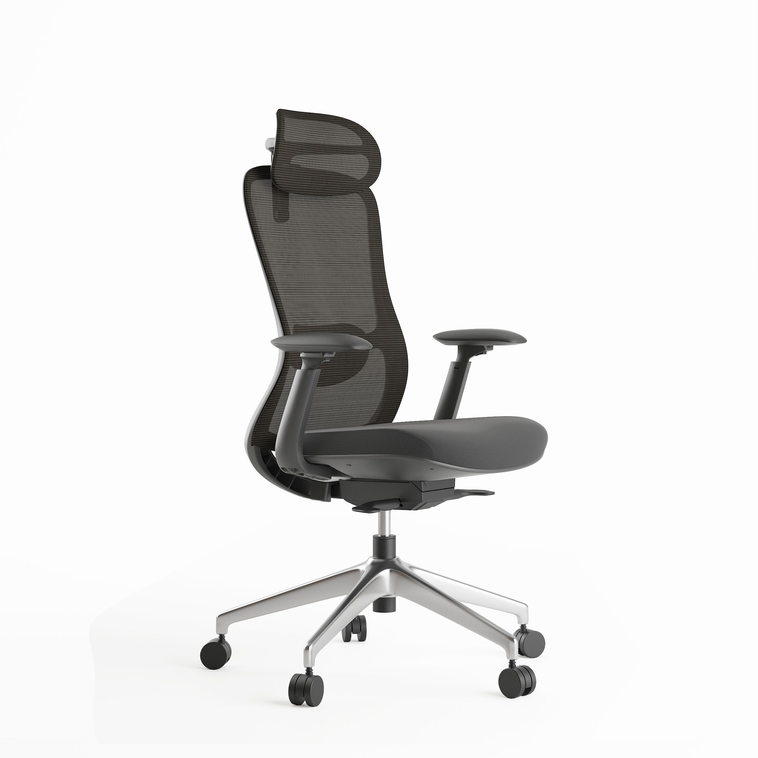 Marvel High Back Ergonomic Office Chair With Cushion Seat, 4D Armrest And Aluminum Base with Nylon Castors