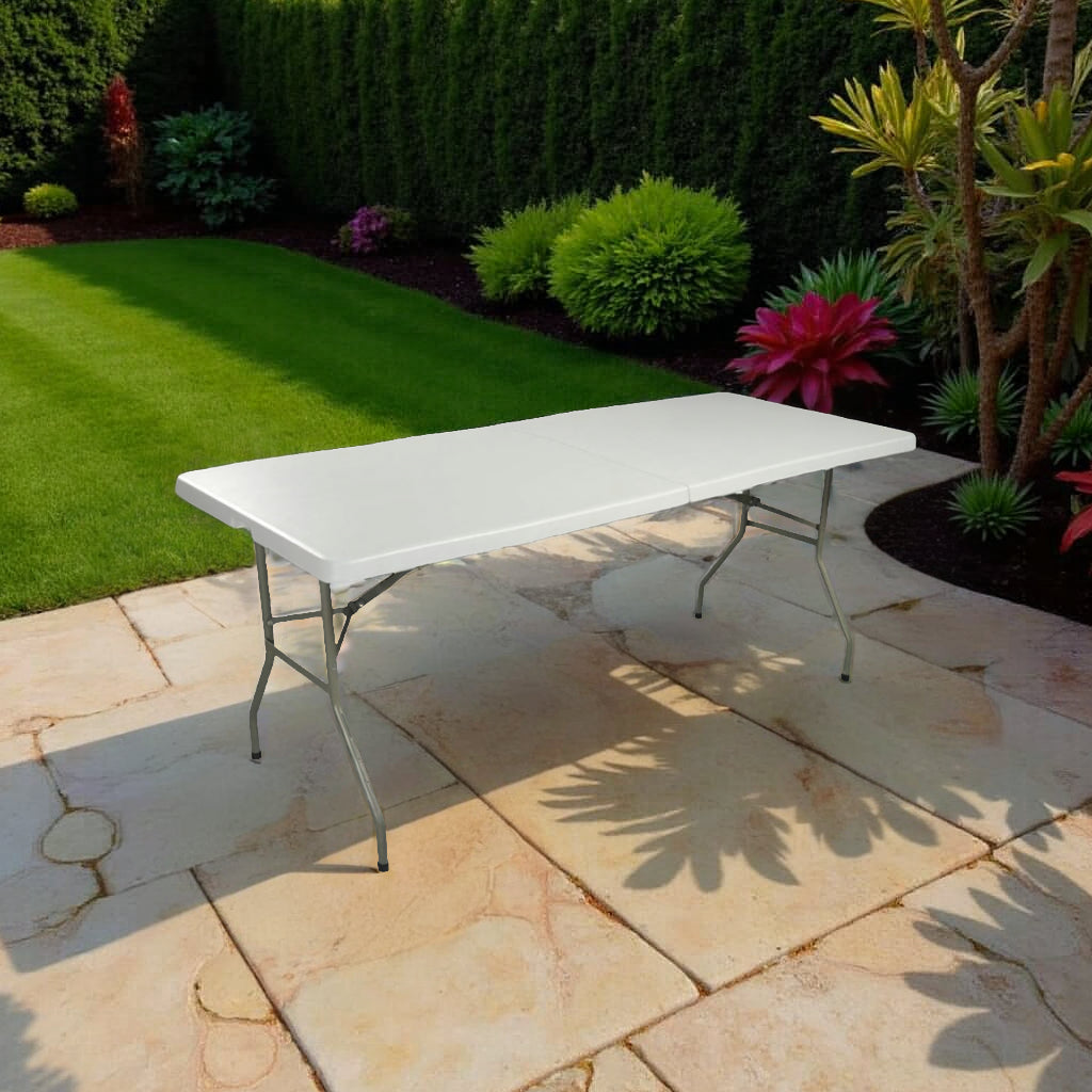 2.4 Meter Portable Folding HDPE Outdoor Picnic Garden Table - White