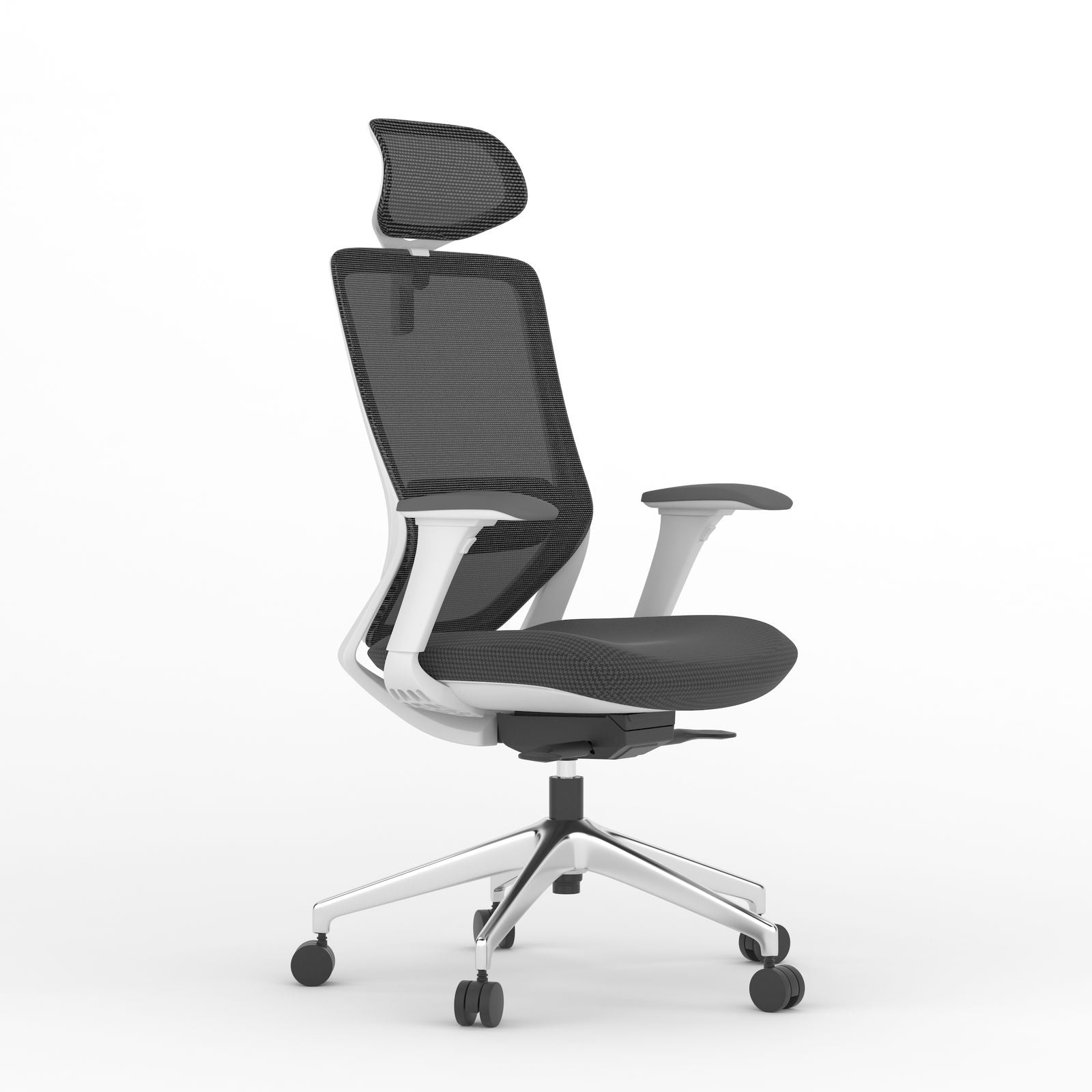 Boston High Back Ergonomic Office Chair With Cushion Seat, 4D Armrest And Aluminum Base with Nylon Castors- Grey