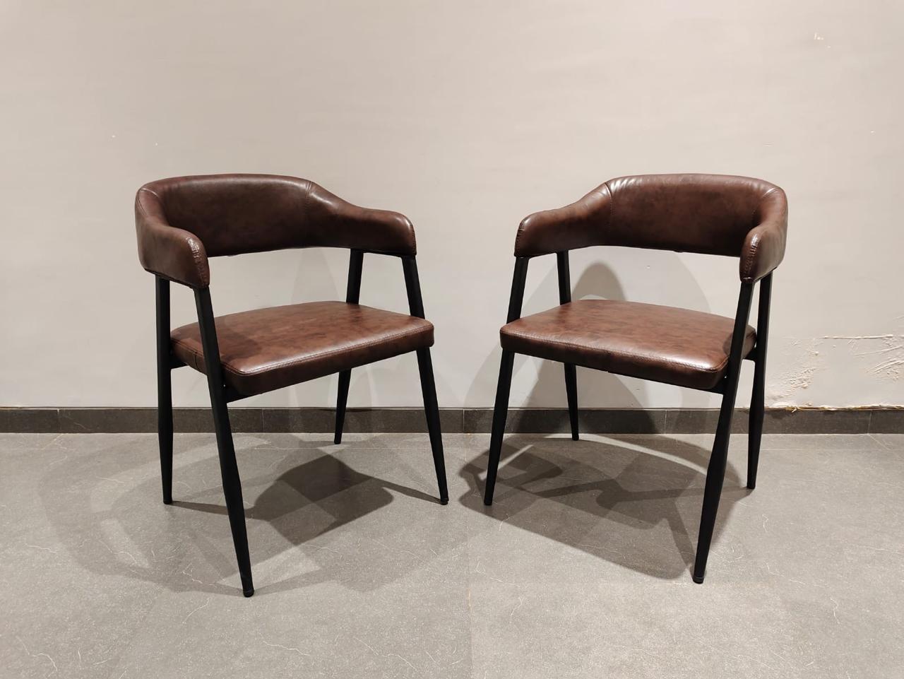 ASIANO Dining Chair | Accent Chair for Living Room Bedroom Study Room | Pu Leather Seat with Metal Legs, (Brown)