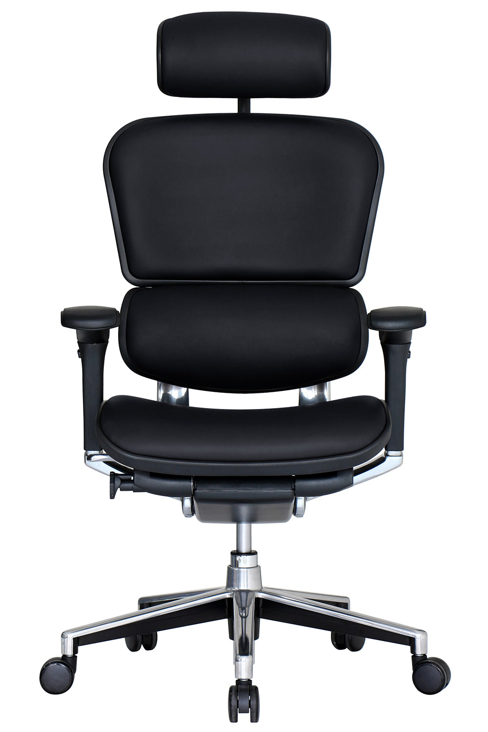 James High Back Aluminum Base Executive Chair With Leather Seat And 5D Armrest - Black