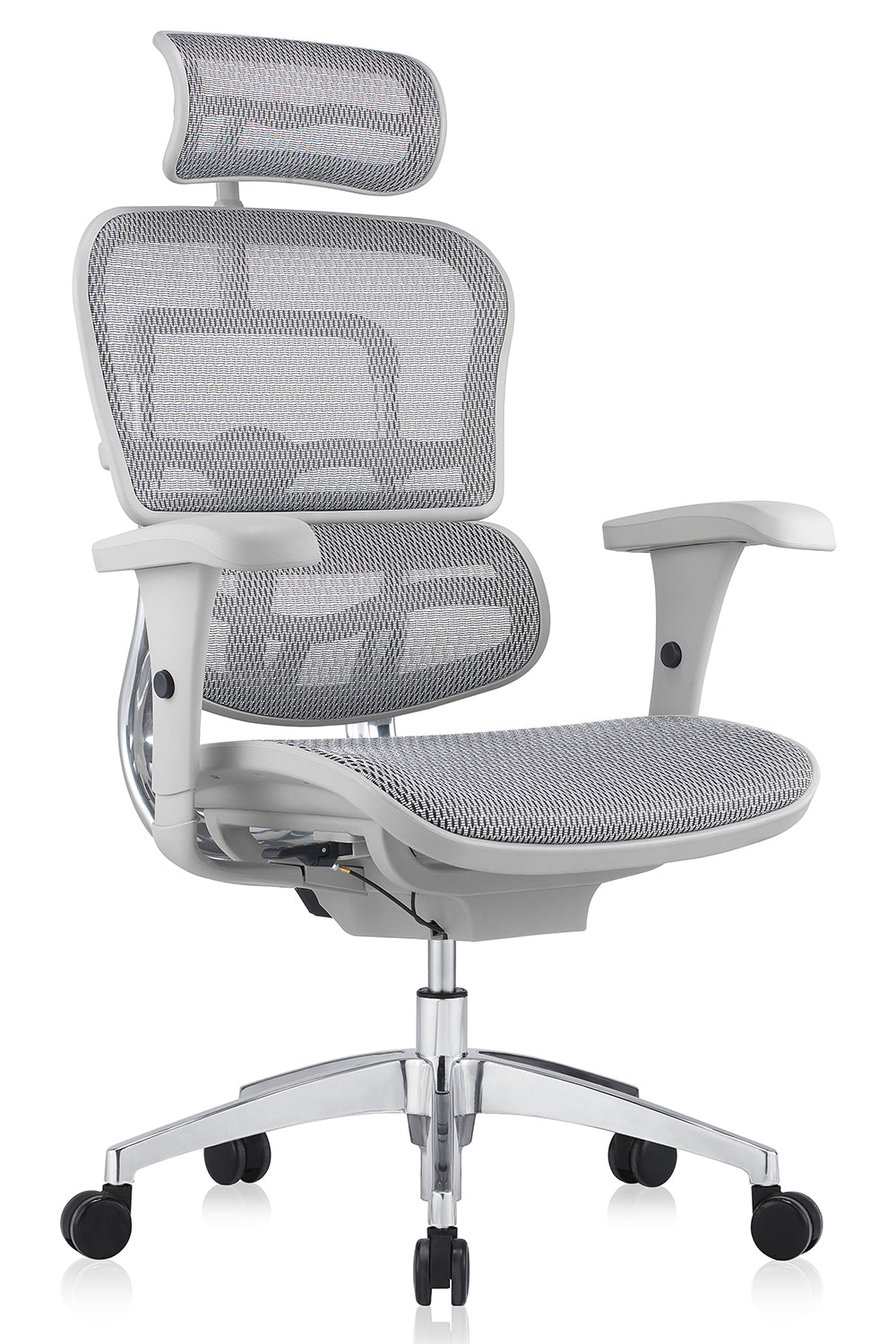 Maxwell Premium Executive Office High Back chair Mesh Seat with 5D Armrest and Aluminum Base - Grey