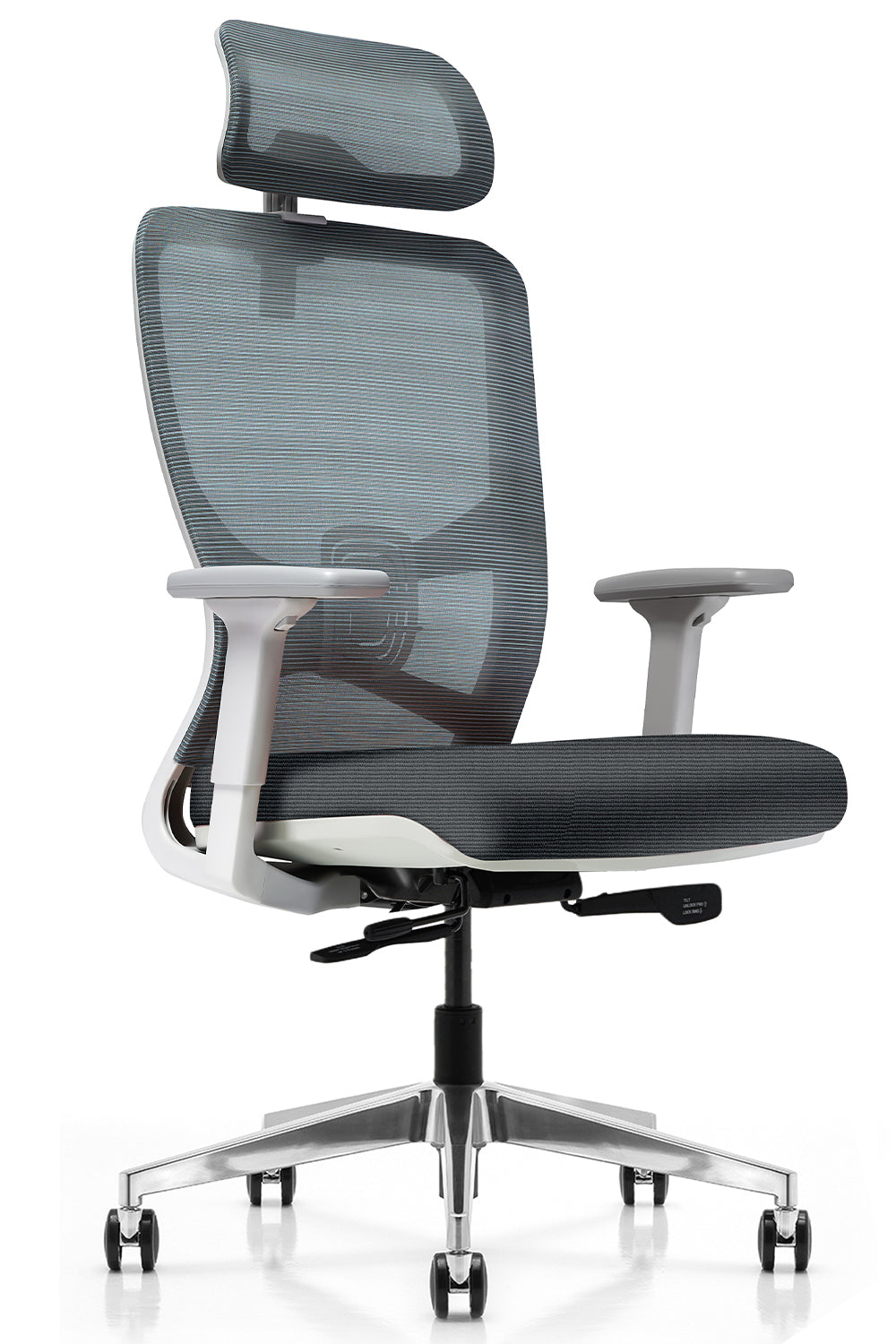 Calvin High Back Ergonomic Cushion Executive Office Chair With Aluminum Die cast Base And 3D Armrest - Black