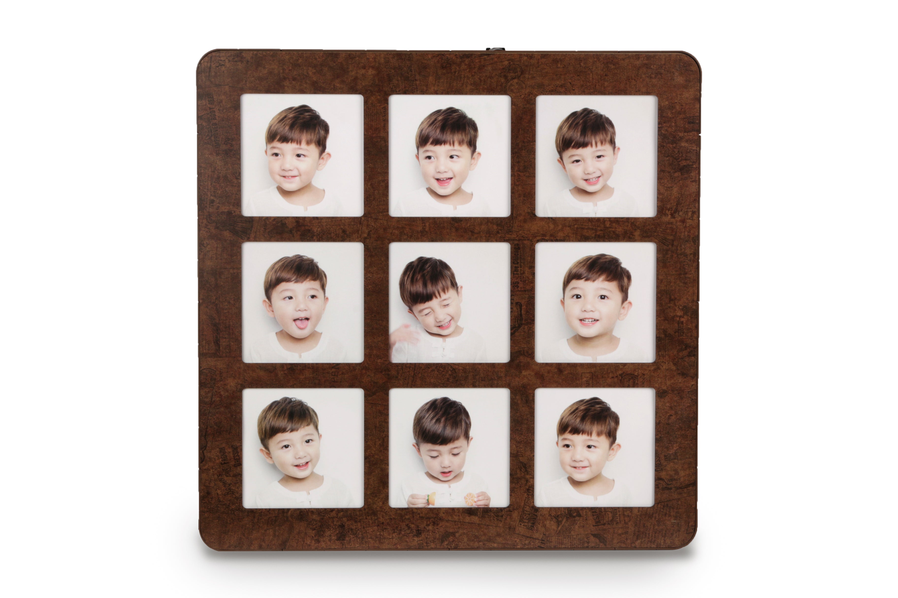 Urbancart® 60x60 Multi Photo Frames Set/Wall or Tabletop Display, Brown, (9 Photo display)