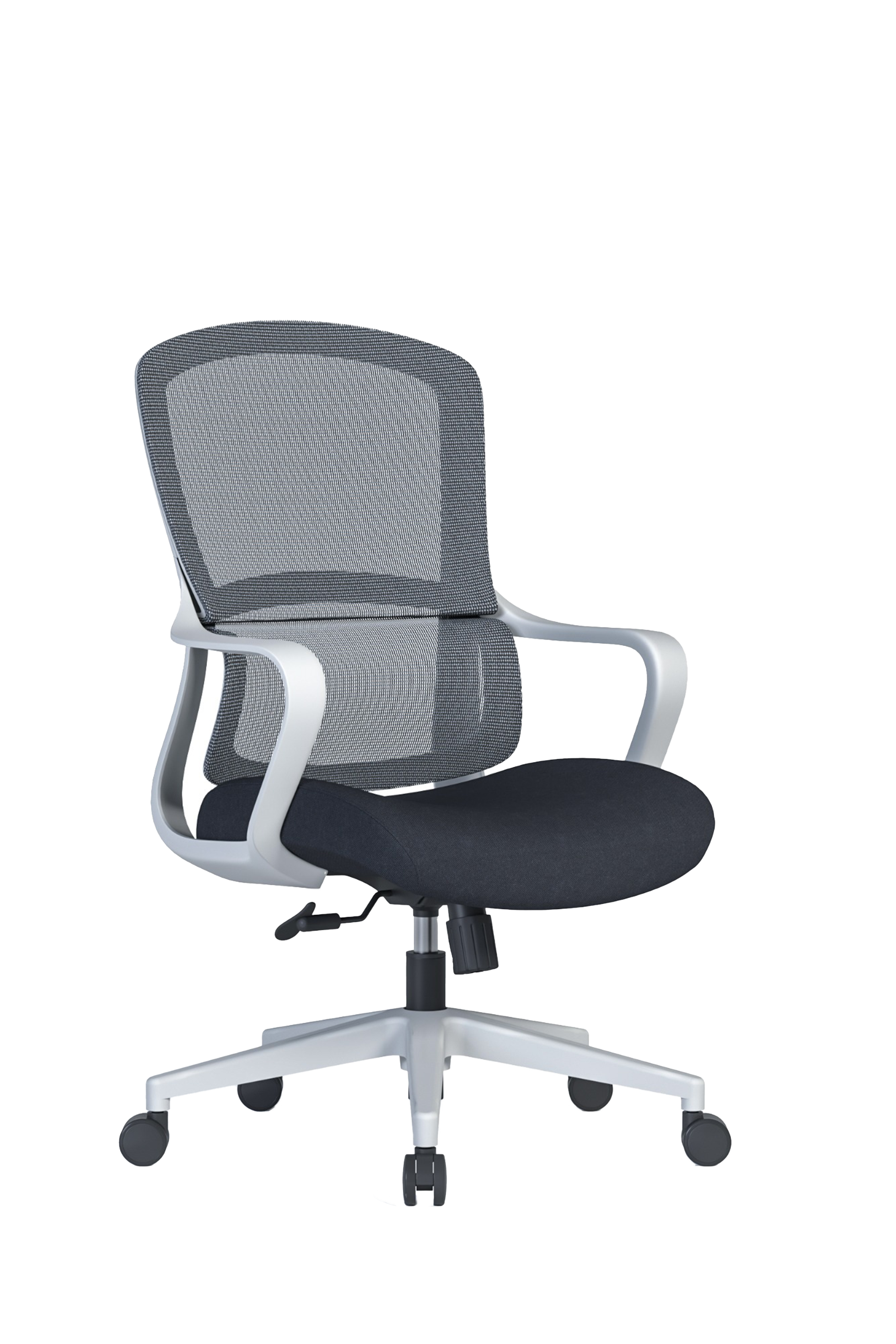 Leo Mid Back Ergonomic Office Chair With Cushion Seat And Nylon Base - Grey