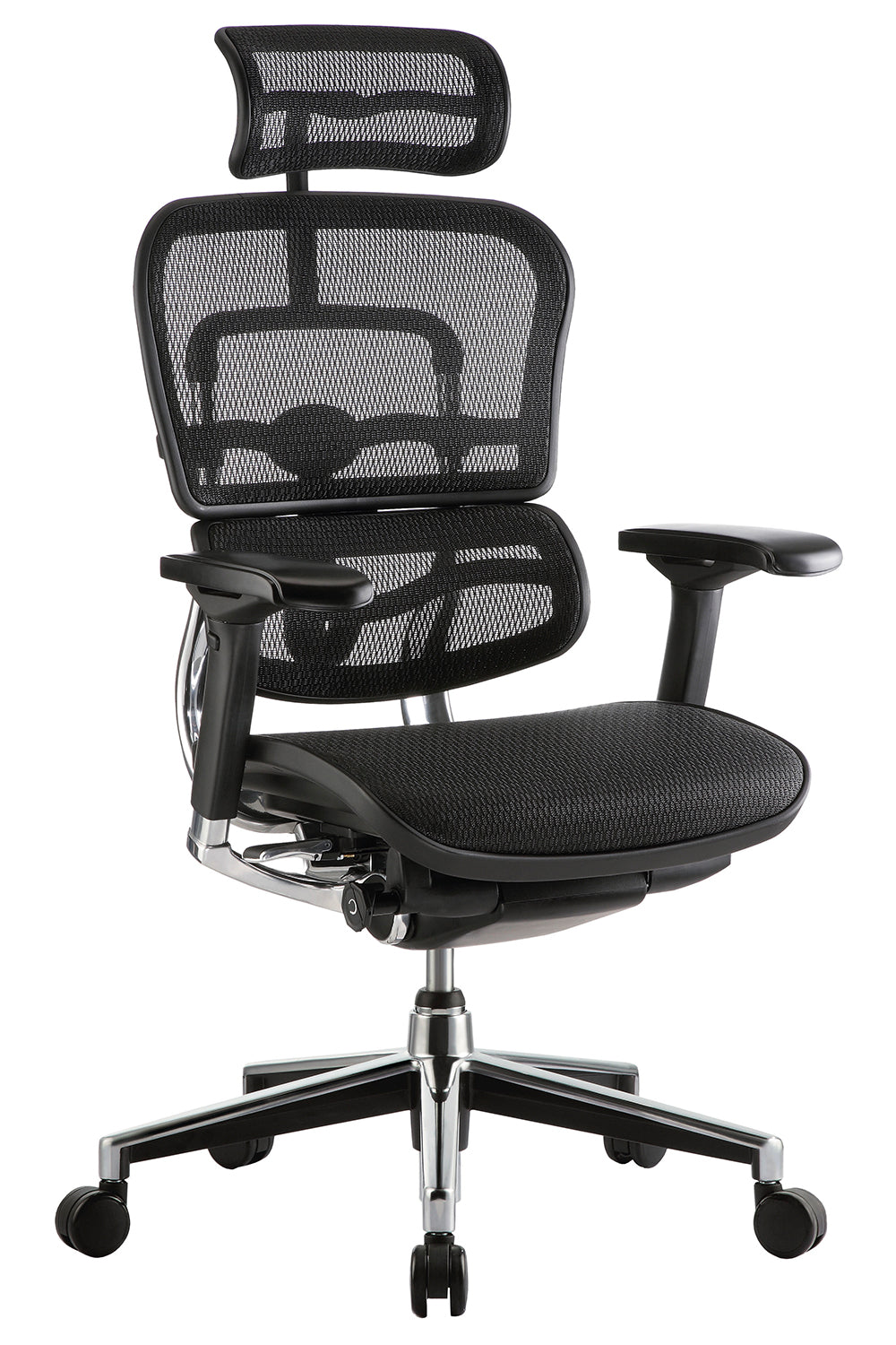 Maxwell Premium Executive Office High Back chair Mesh Seat with 5D Armrest and Aluminum Base - Black