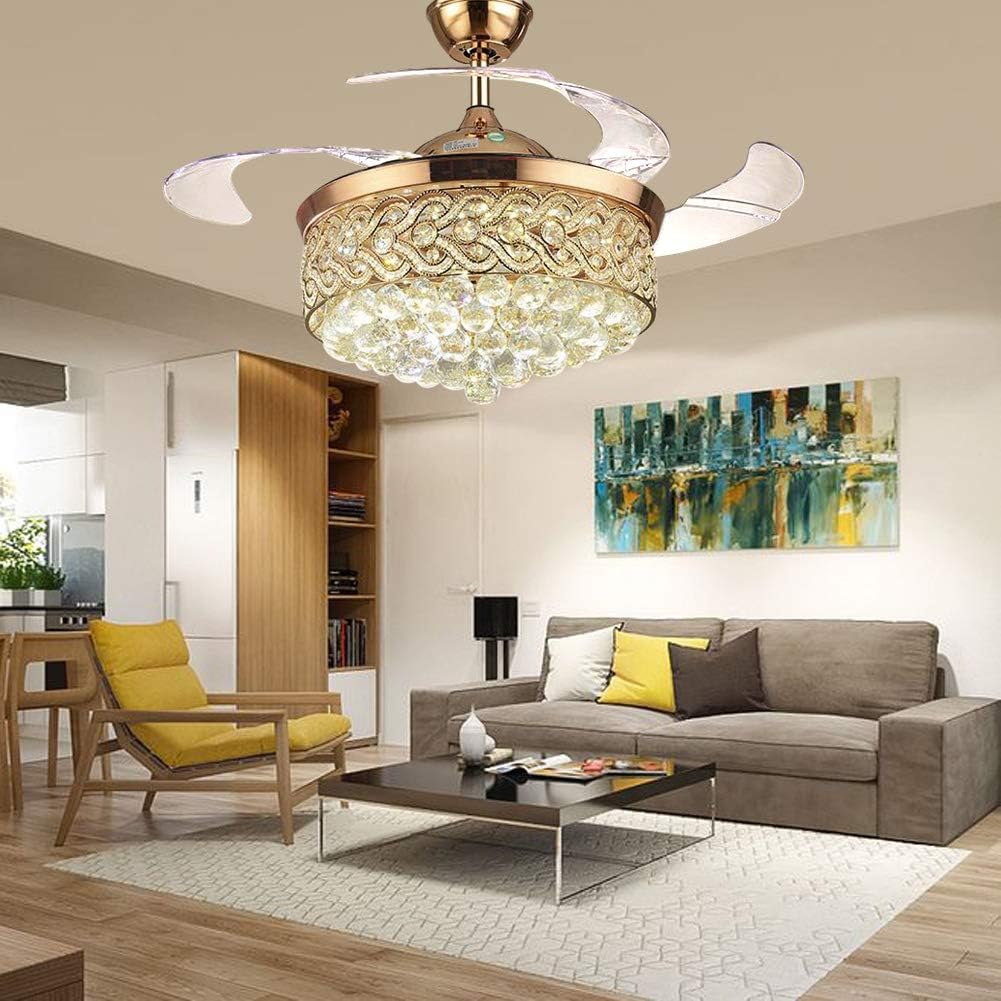 Chandelier Ceiling Fan with LED Light and 4 Acrylic Blades - 42 Inch