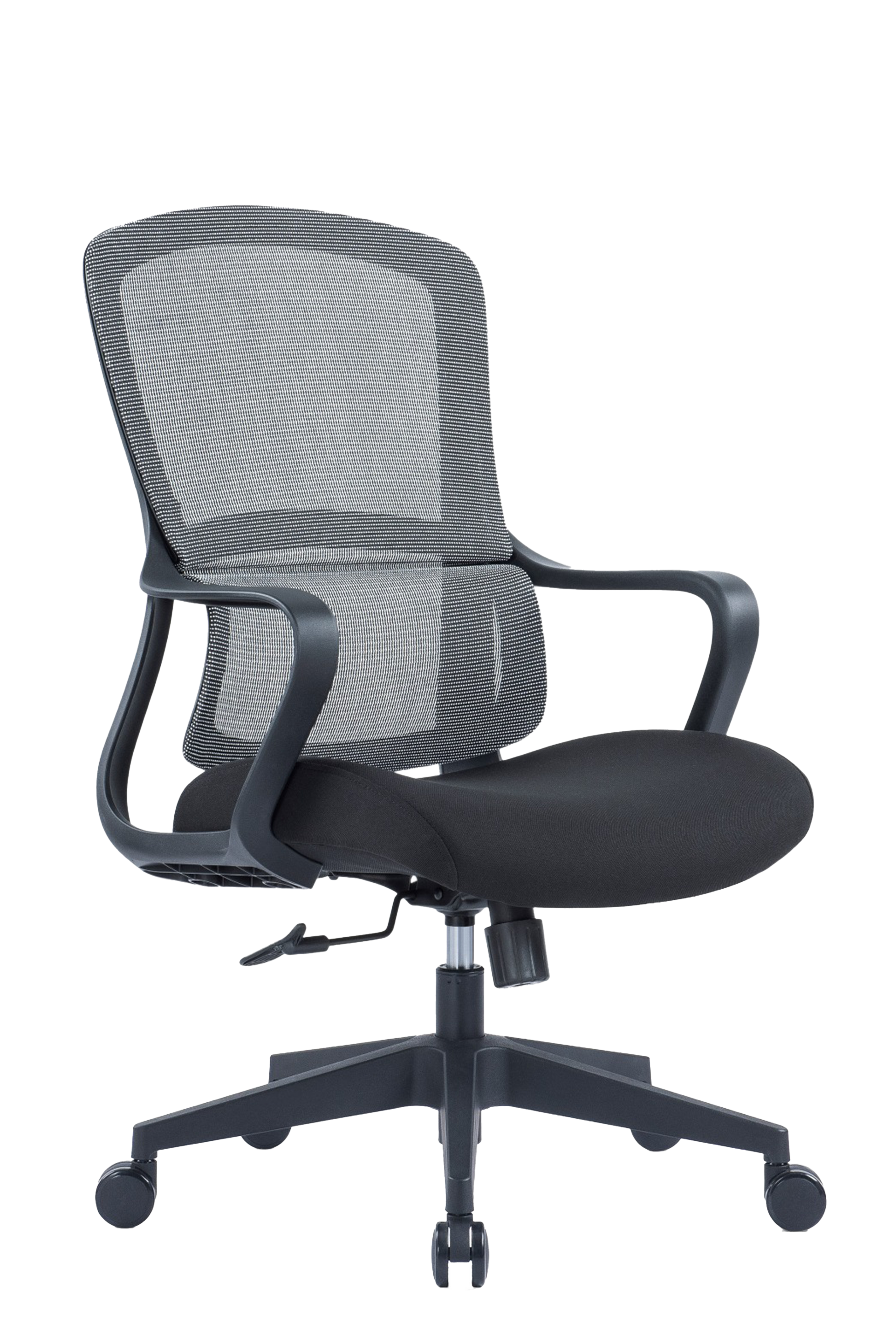 Leo Mid Back Ergonomic Office Chair With Cushion Seat And Nylon Base - Black