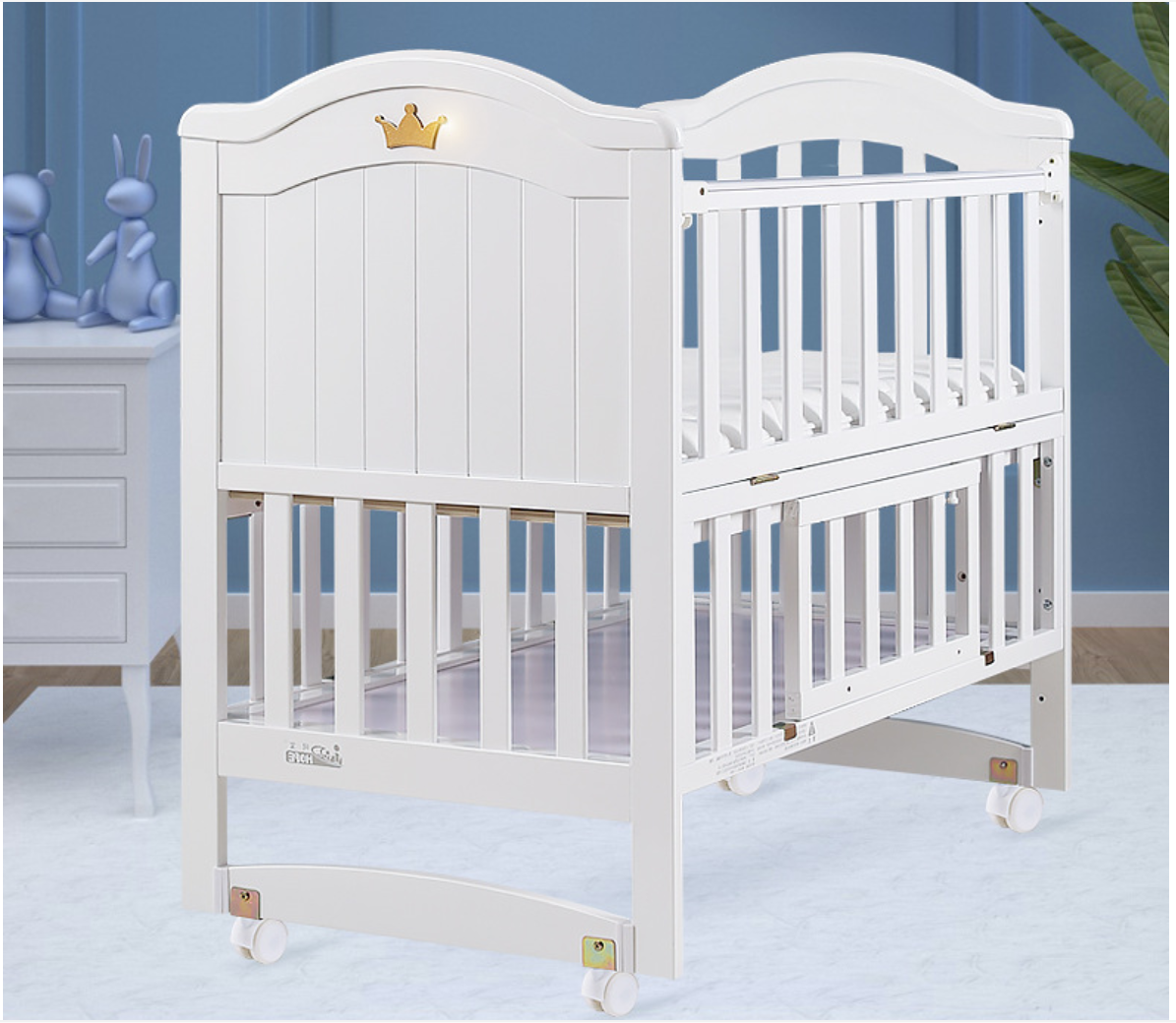 Bella Pine Wood Crib/Cot for Baby's Joy - White