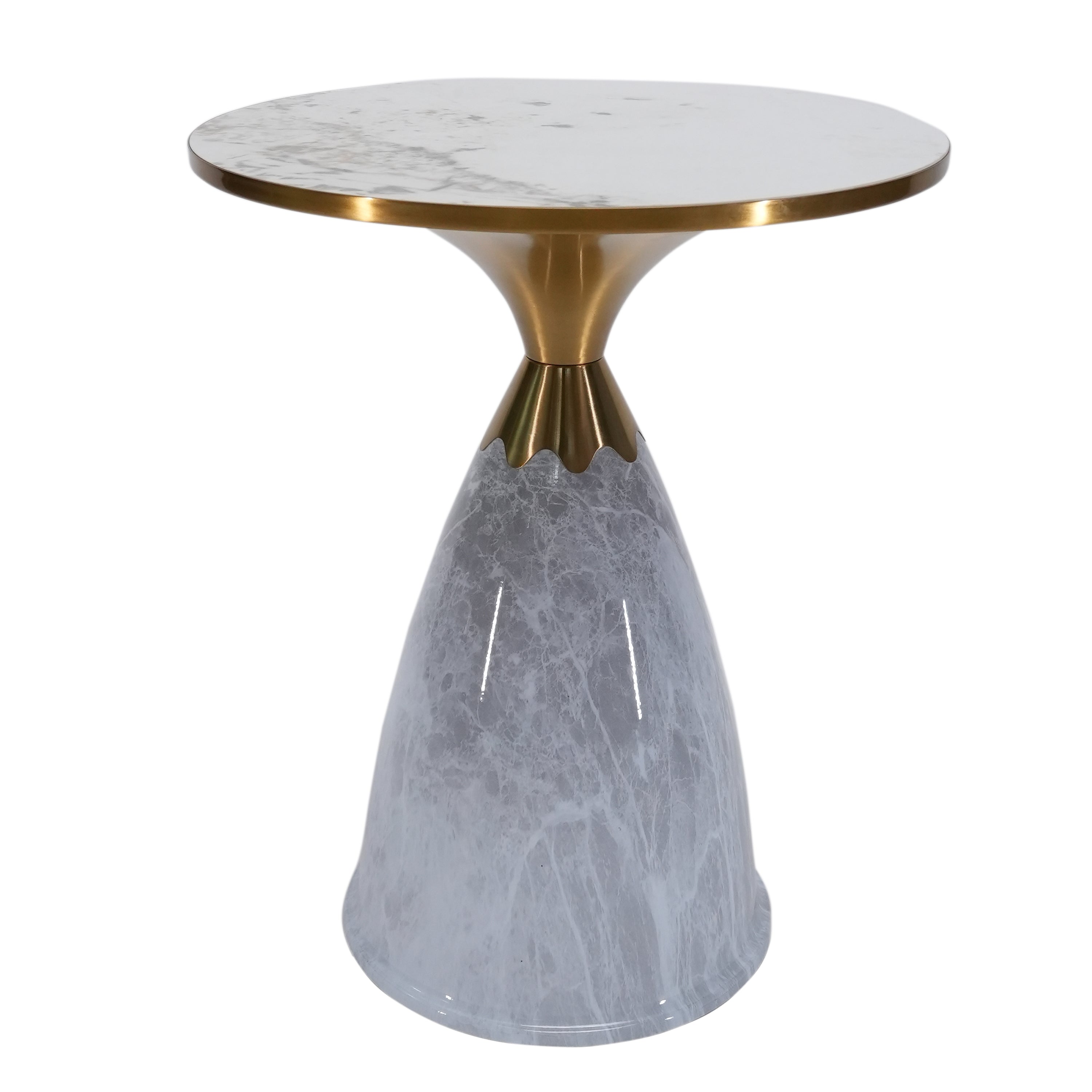 Maple Small Side Table With Marble Top And Metal Base - Grey