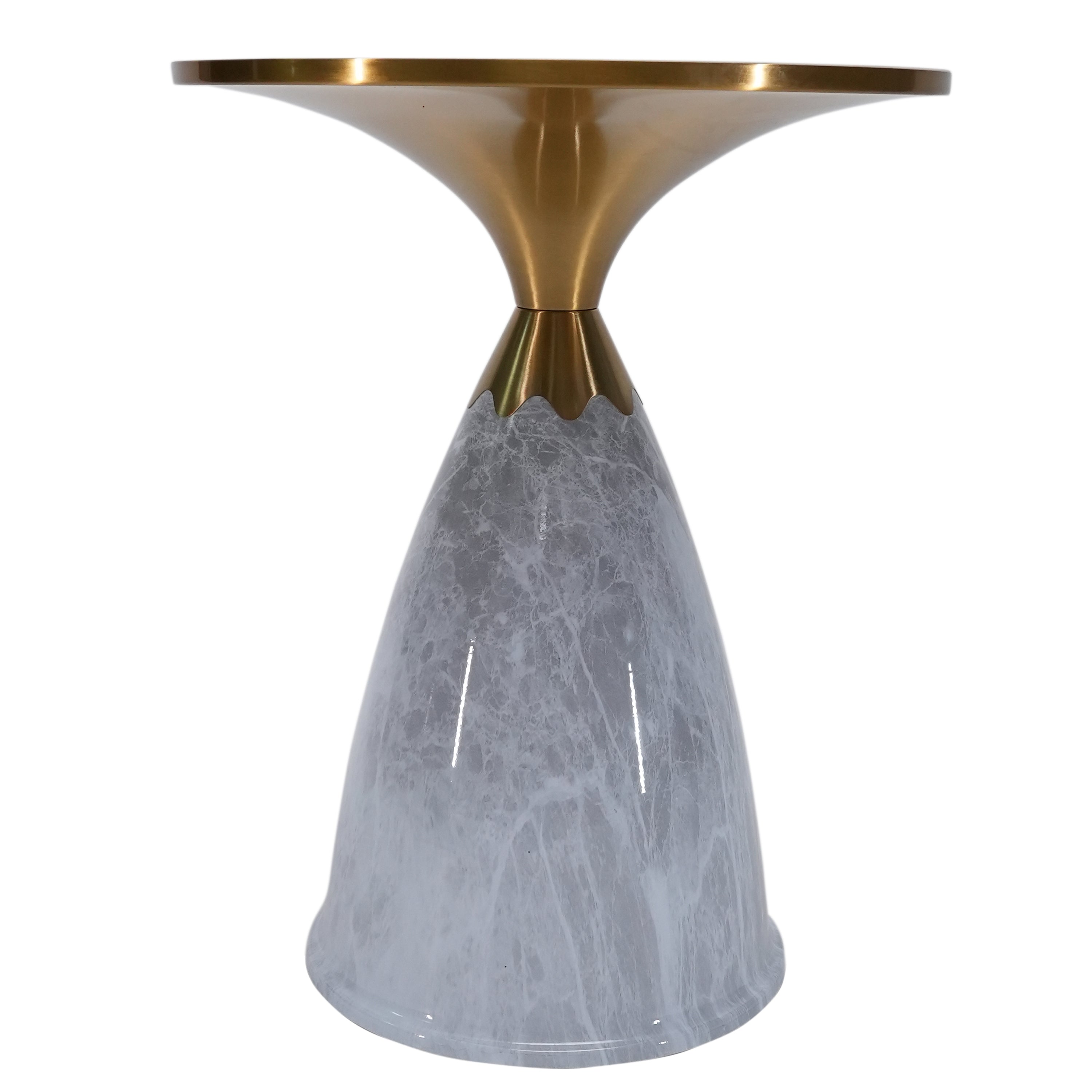Maple Small Side Table With Marble Top And Metal Base - Grey