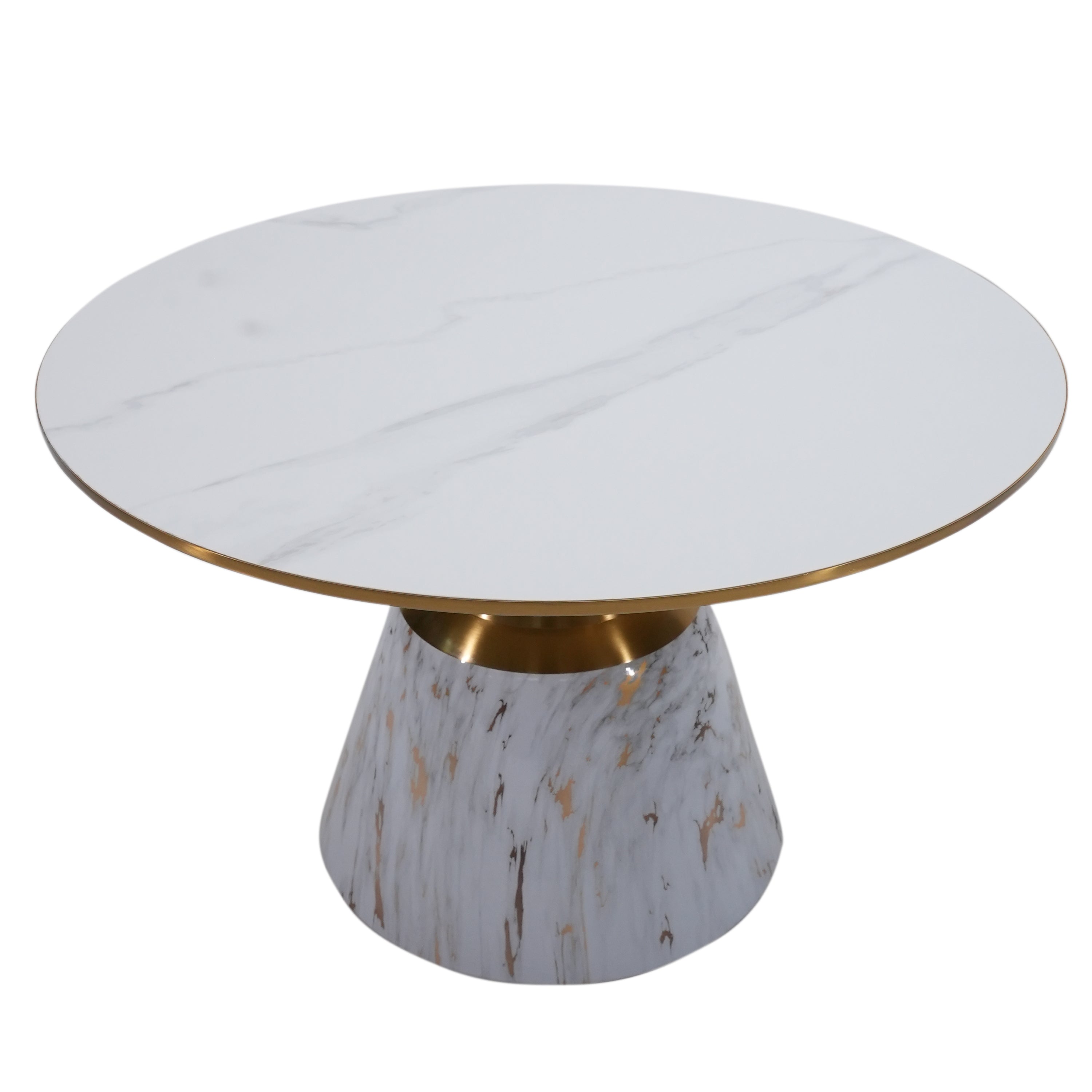 Castor Big Side Table With Marble Top And Metal Base - White With Gold