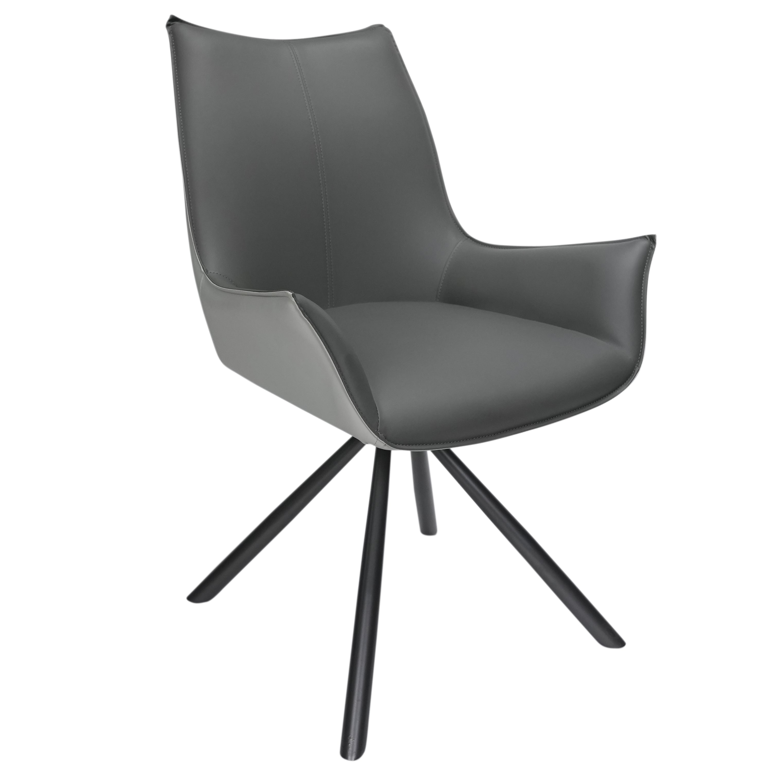 Berlin Living Dining Chair Pu Leather with Metal Legs - Grey