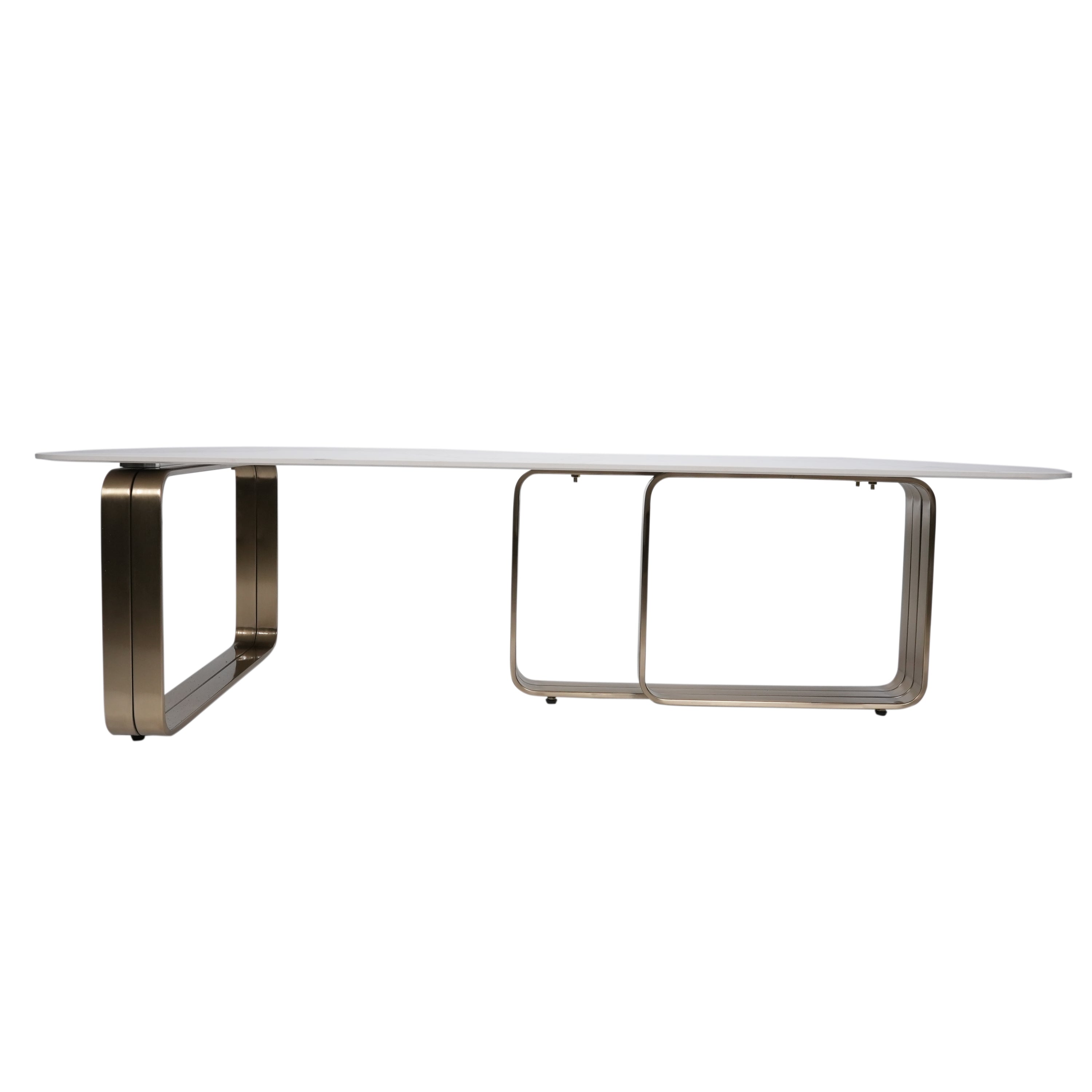 Norton Center Table With Marble Top And Stainless Steel Base