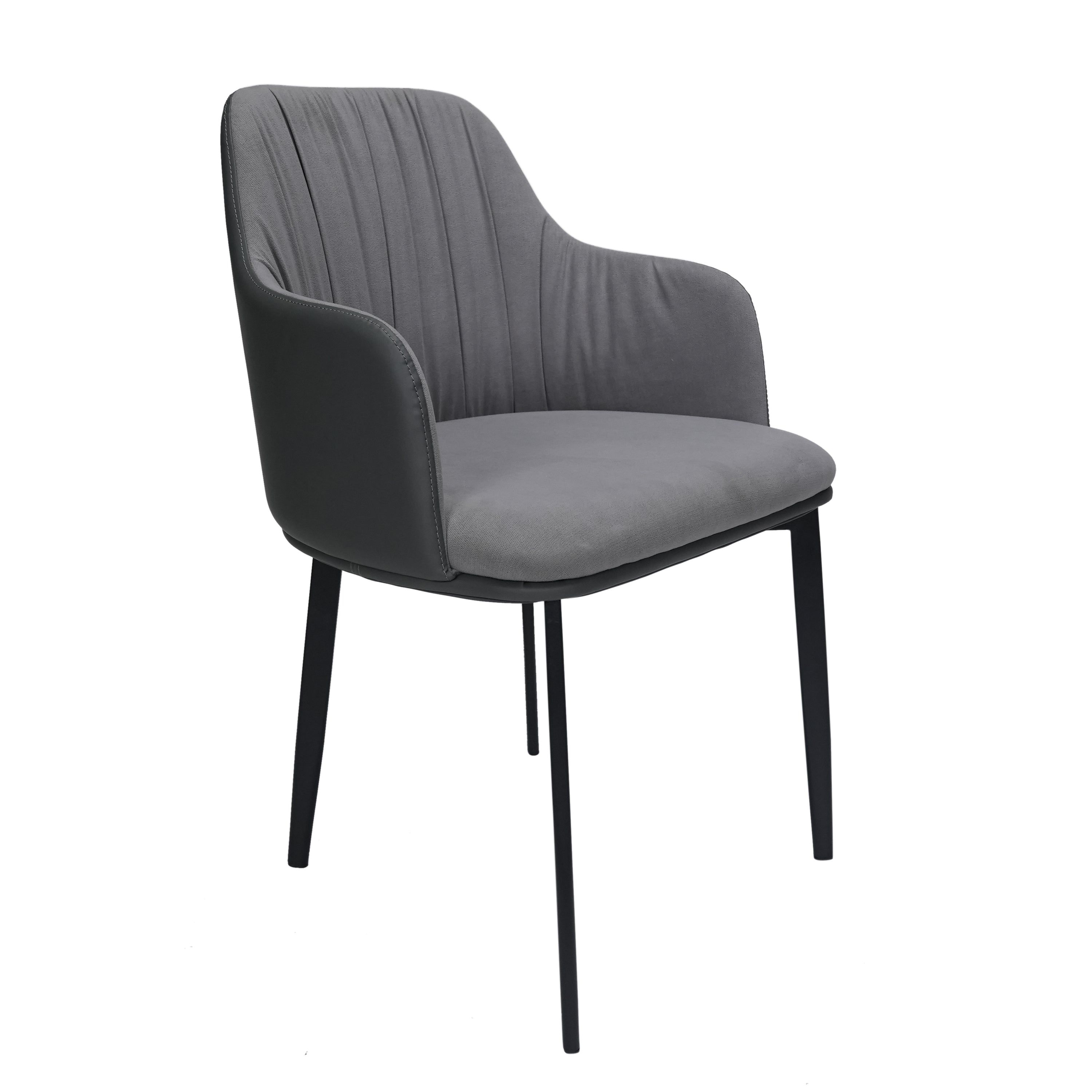 Kovin Fabric Upholstered Dining Chair with Metal Legs- Grey