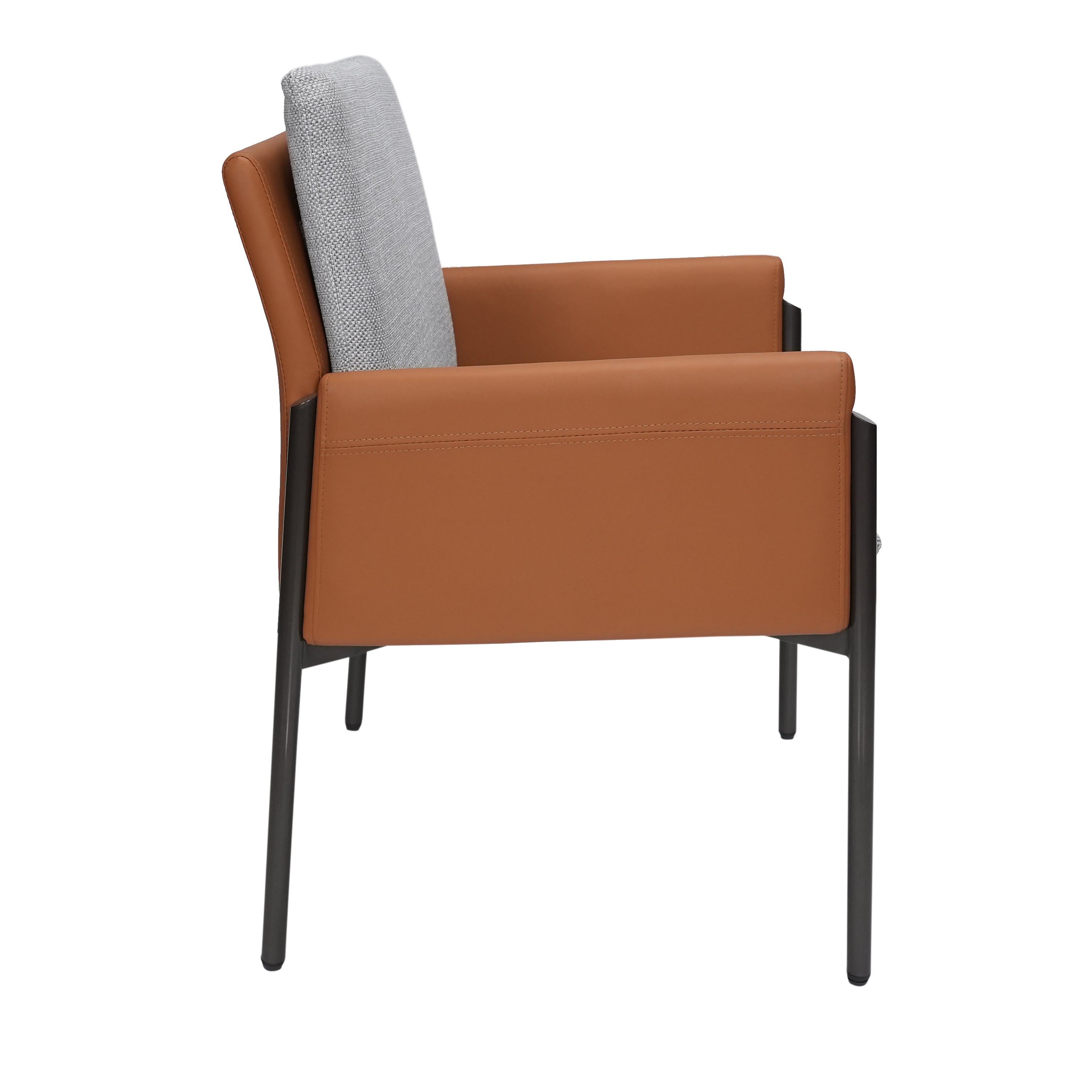 Cairo Leather Upholstered Chair With Cusion and Metal Legs - Beige