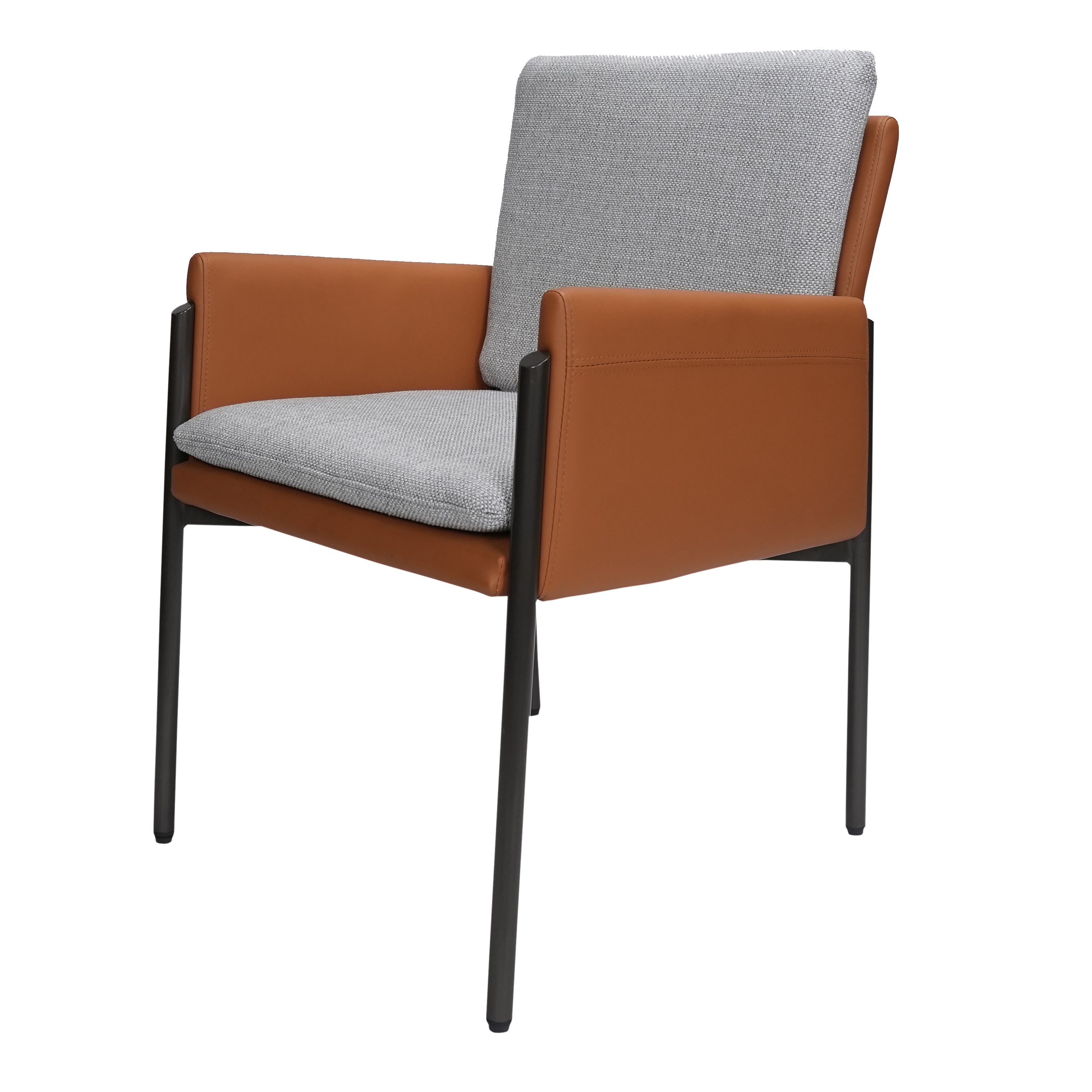 Cairo Leather Upholstered Chair With Cusion and Metal Legs - Beige