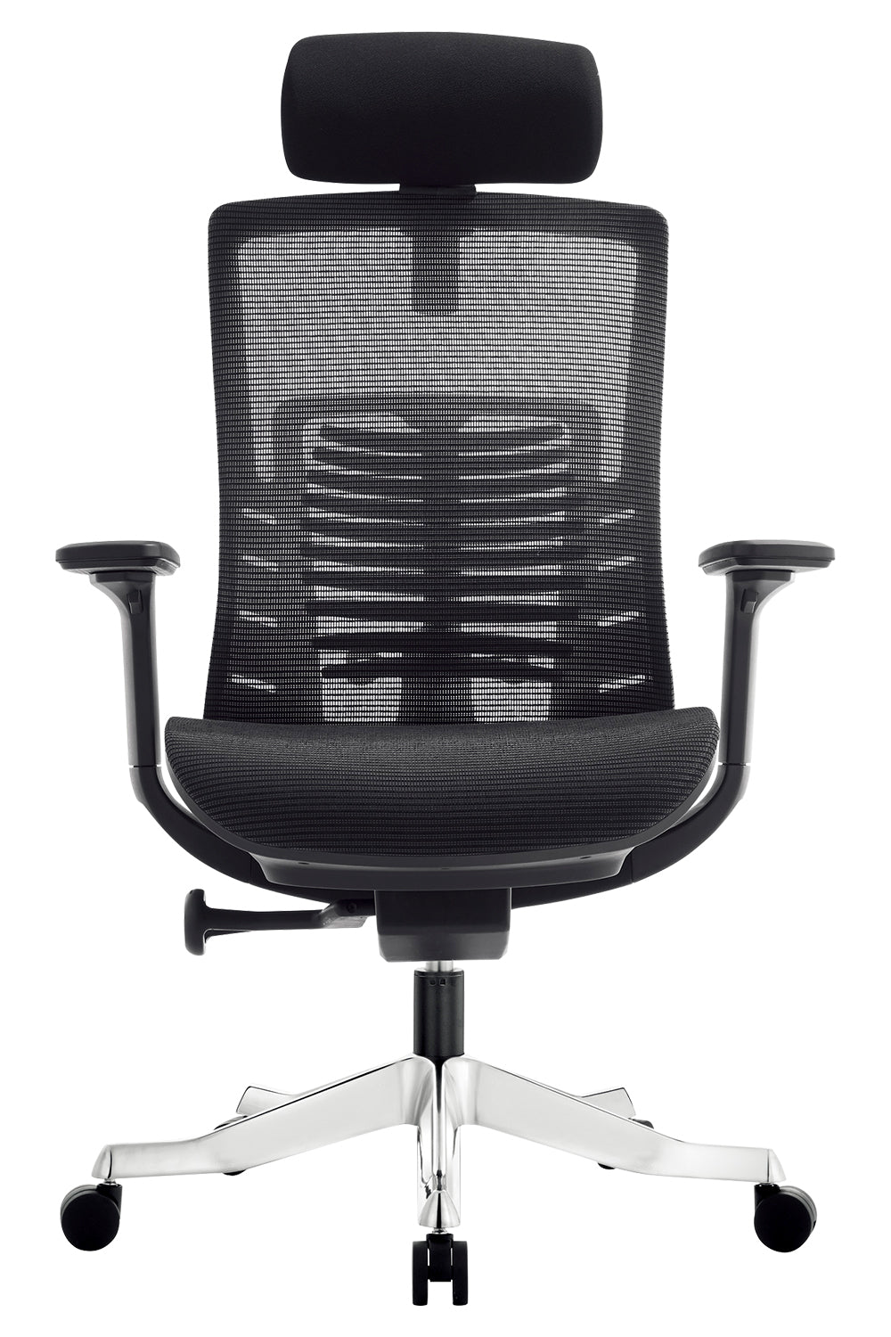 Apollo High Back 3D Workstation Swivel Chair with Mesh Seat And Aluminum die cast Base - Black