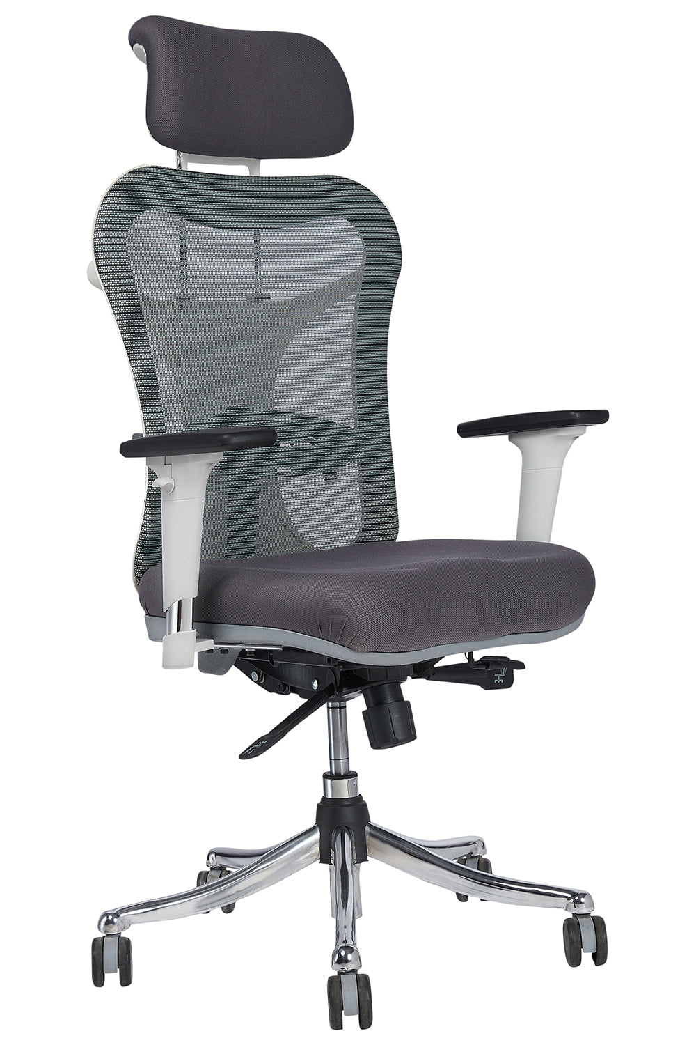 Oscar High Back Chrome Base Executive Chair With Cushion Seat And 3D Armrest - Grey