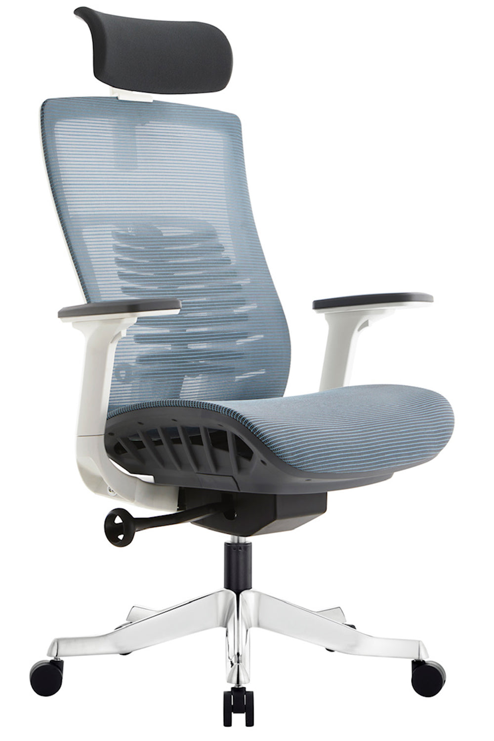 Apollo High Back 3D Workstation Swivel Chair with Mesh Seat And Aluminum die cast Base - White