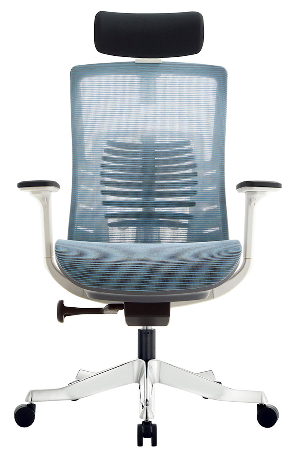 Apollo High Back 3D Workstation Swivel Chair with Mesh Seat And Aluminum die cast Base - White