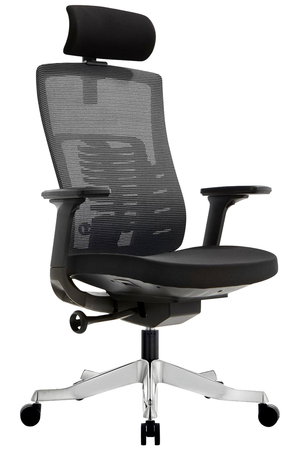 Apollo High Back 3D Workstation Swivel Chair with Cushion Seat And Aluminum die cast Base - Black