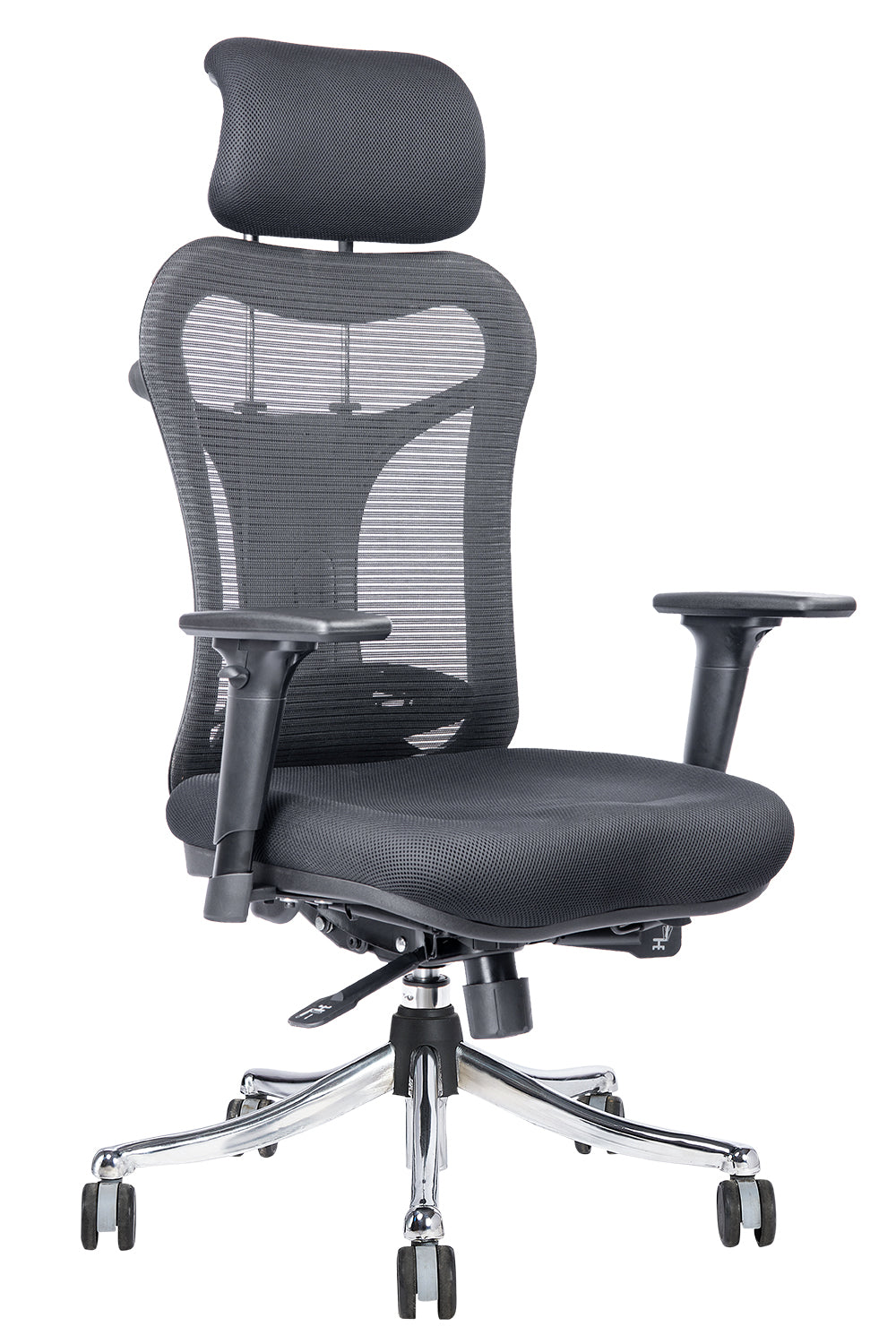Oscar High Back Chrome Base Executive Chair With Cushion Seat And 3D Armrest - Black