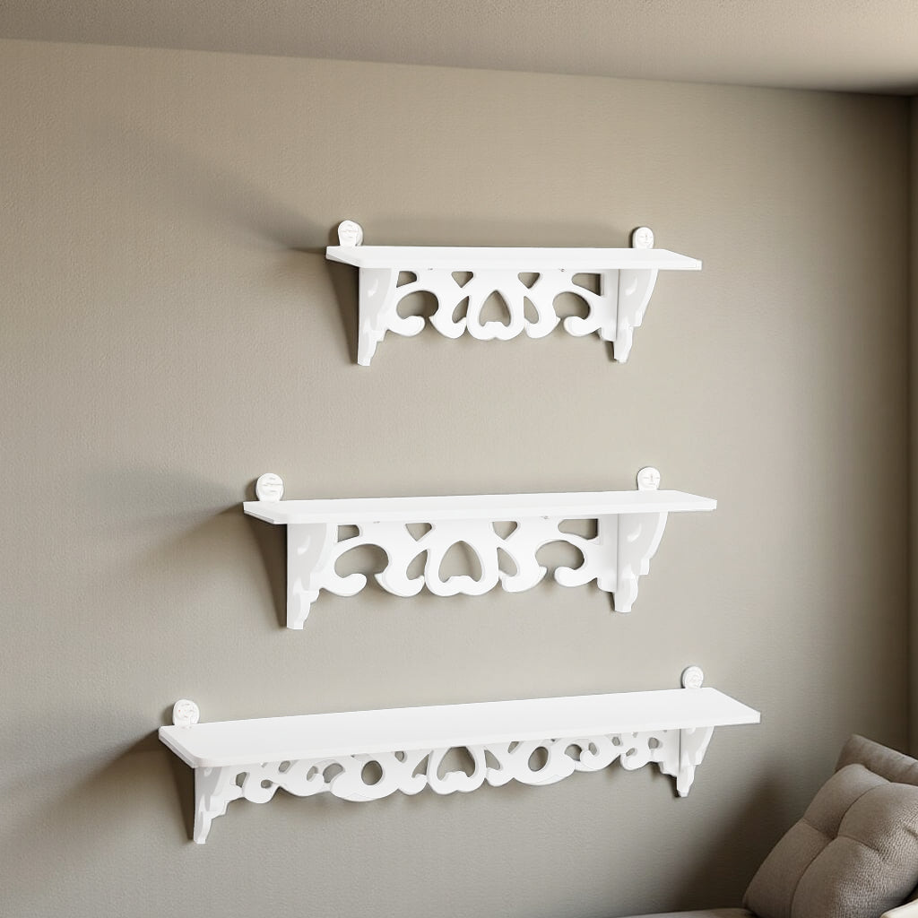 Urbancart Wall Mounted Decorative Wall Shelf (Number of Shelves - 3, White)