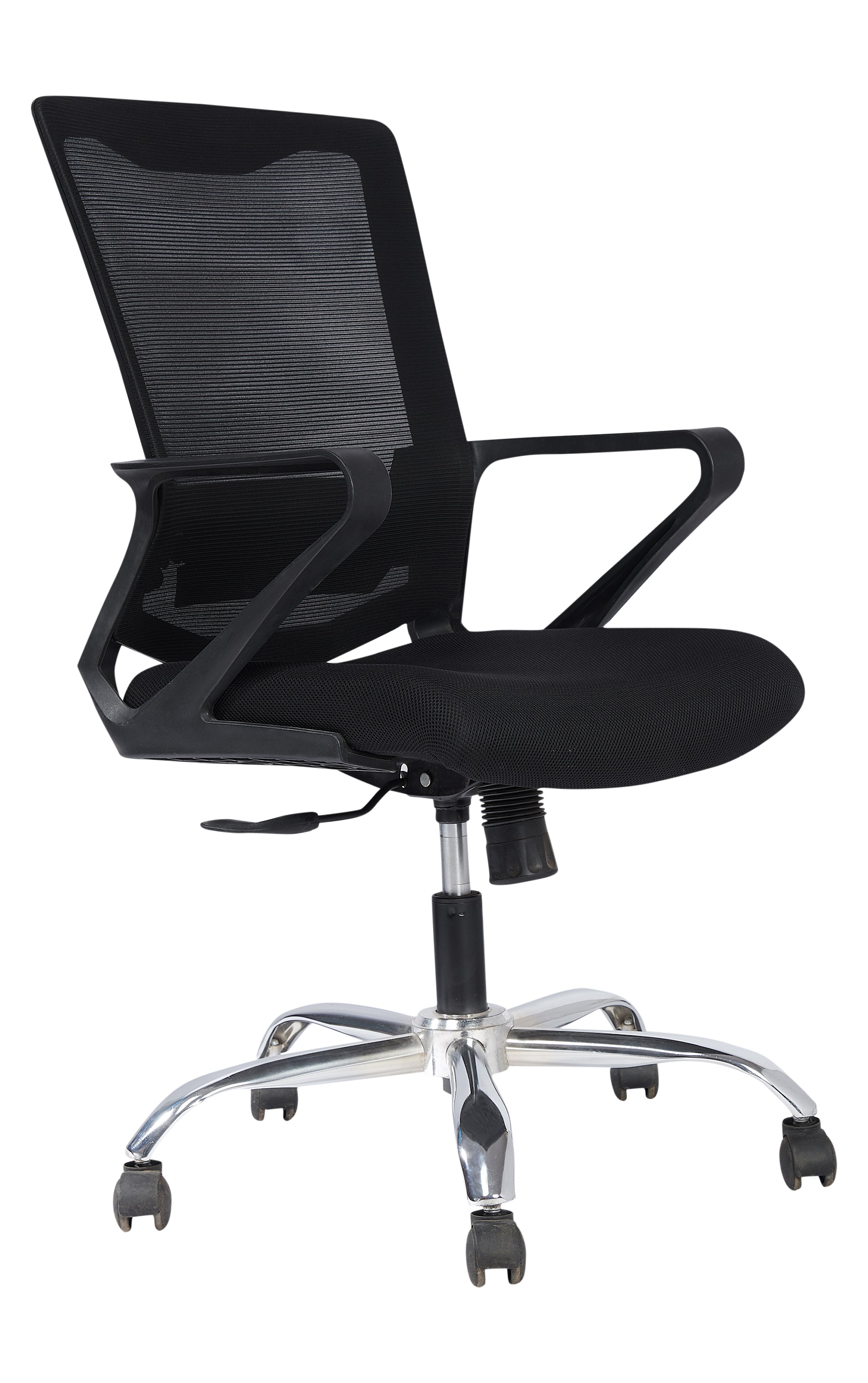 Rico Mid Back Ergonomic Office Chair With Cushion Seat And Chrome Base - Black