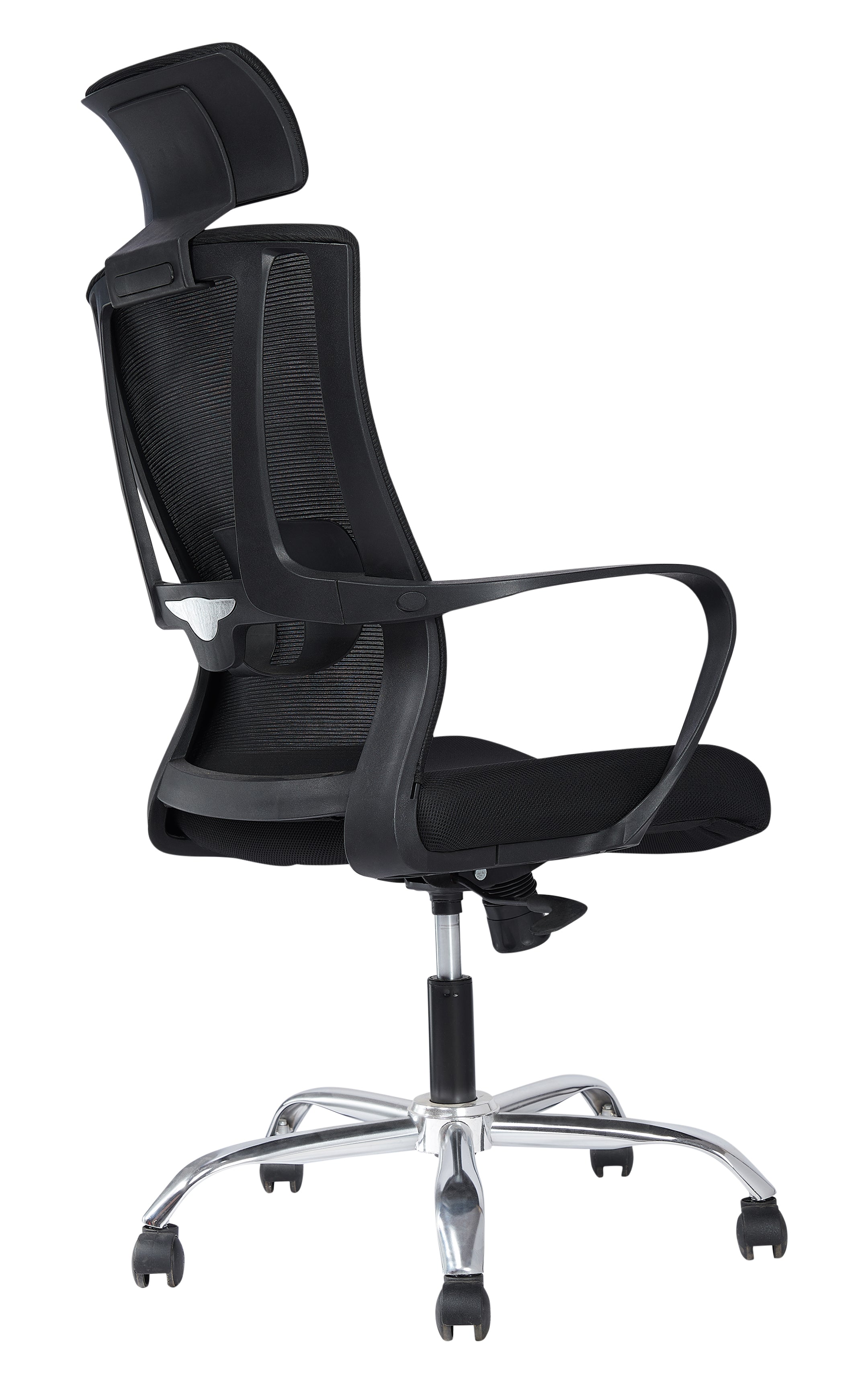 Eiger High back Office Work Station Chair with Cushion Seat And Chrome Base - Black