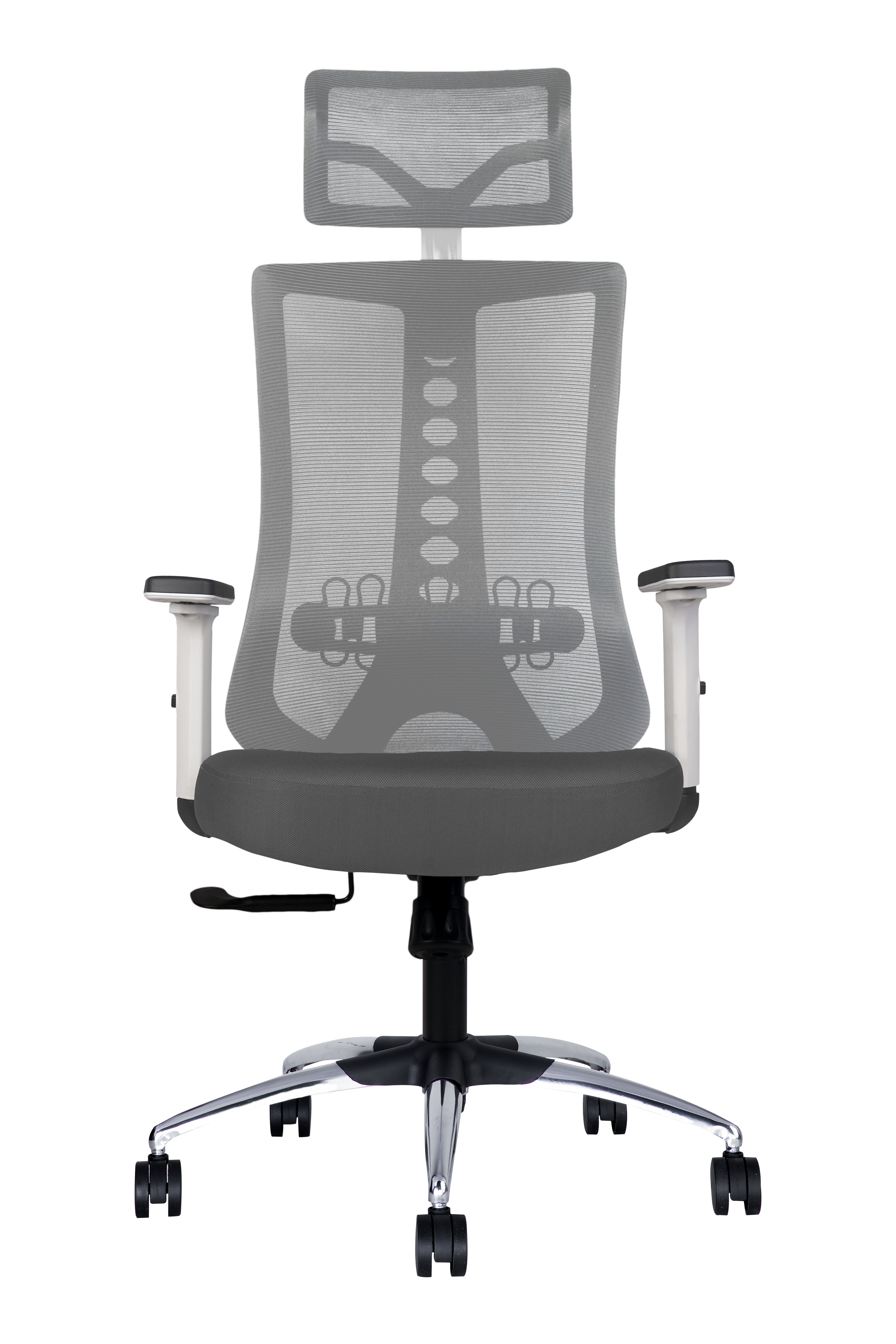 Karl High-Back Office Chair with Cushion Seat, 2D Armrest And Chrome Base - Grey