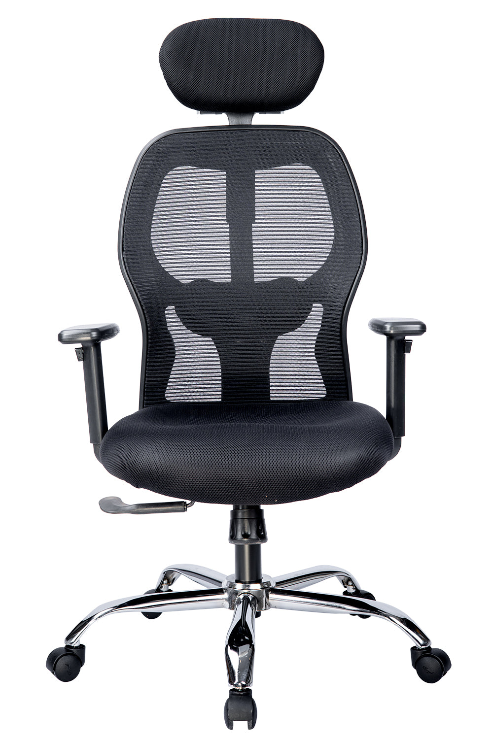 Victor High-Back Executive Office Chair with Mesh Seat, 1D Armrest And Chrome Base - Grey