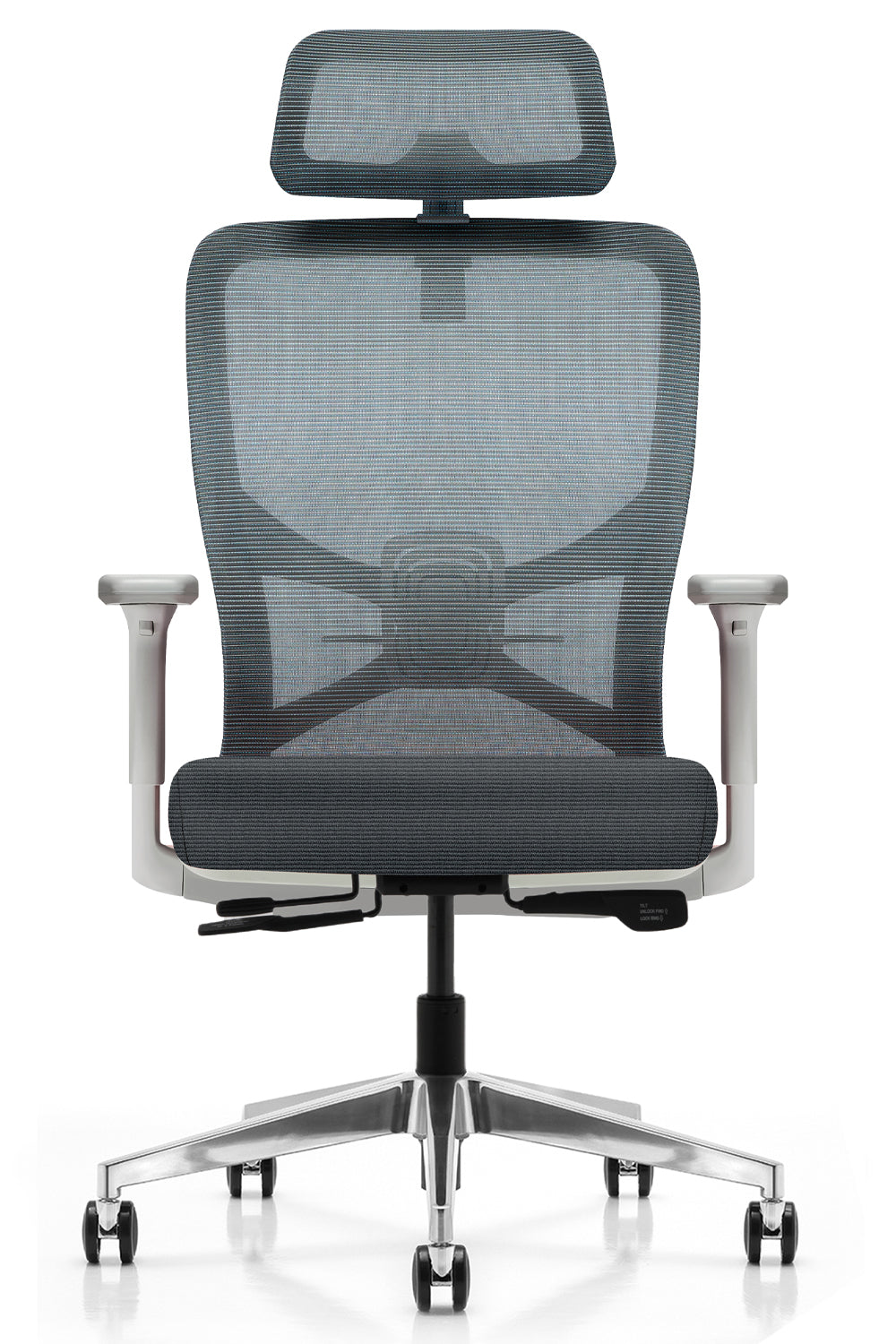 Calvin High Back Ergonomic Cushion Executive Office Chair With Aluminum Die cast Base And 3D Armrest - Black