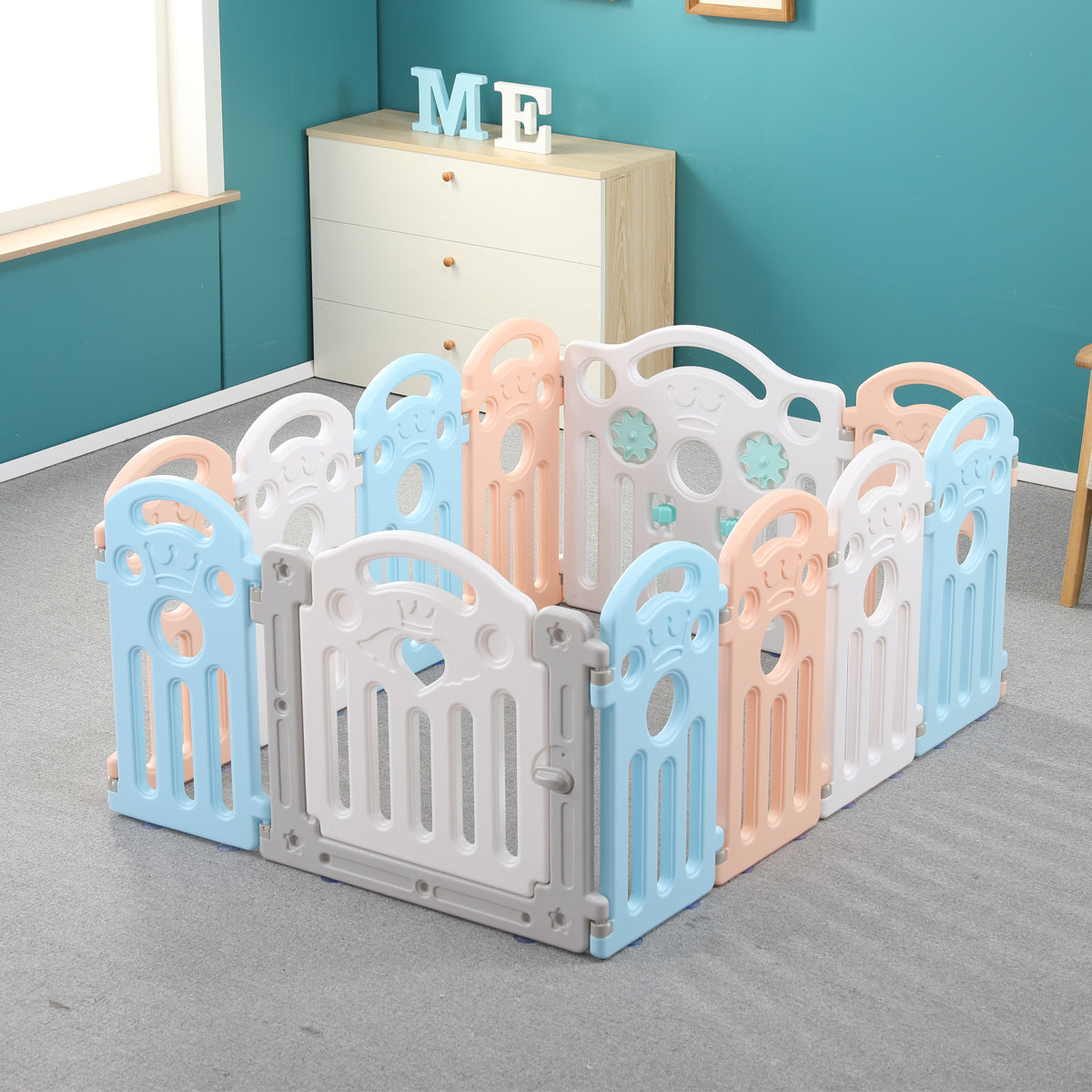 12 Panel Foldable Baby Playpen Yard Fence with Activity Wall. KIDS PLAYPEN urbancart.in