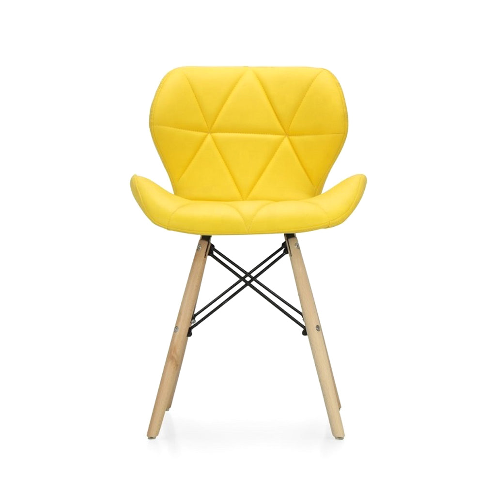 Diamond Leather Upholstered Dining Chair - Yellow Chair urbancart.in