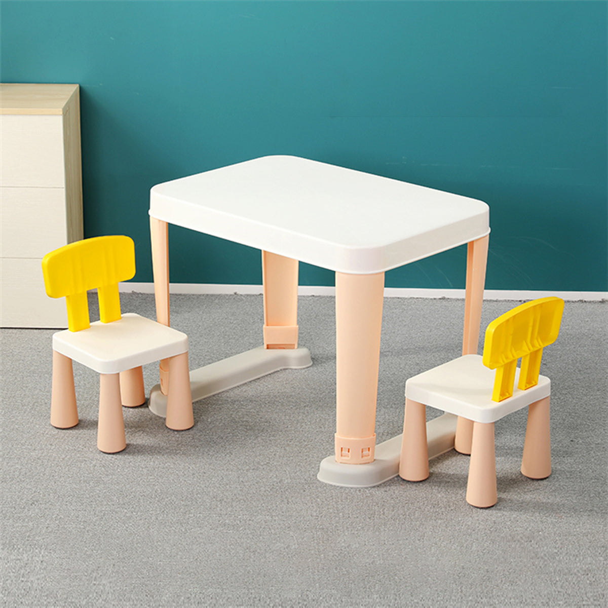 Kids Modern Non slip Table x 1  and Chair x 2 Set. Age 1 to 6 (Pink) KIDS TABLE SET urbancart.in