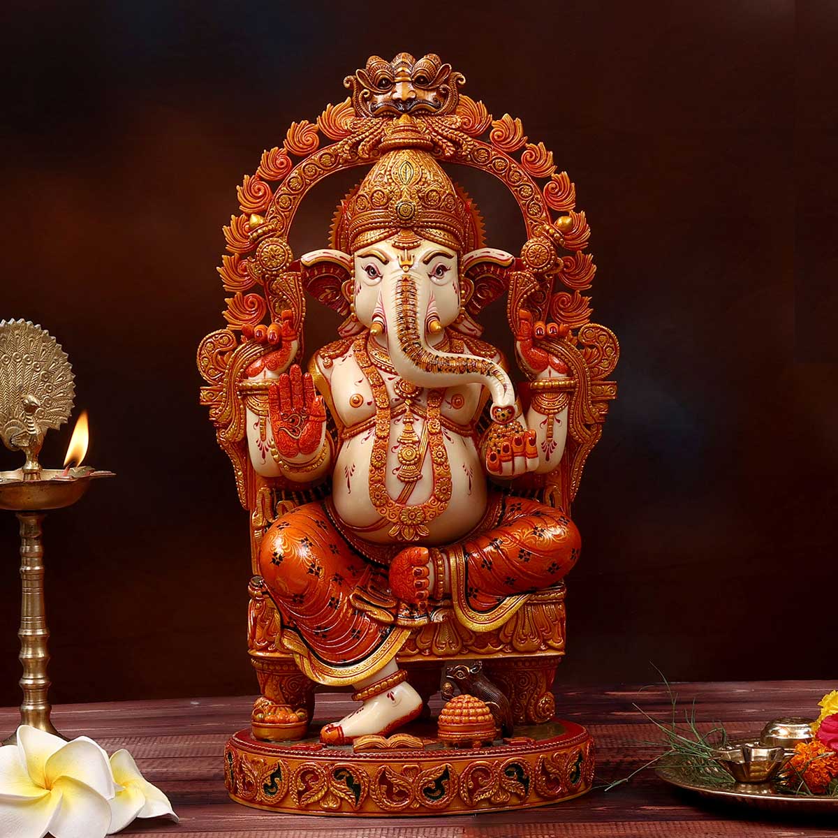 Lord Ganesha south indian treditional idol made of Soft stone - 9 x 6.5 x 16 Inch , 6 Kg