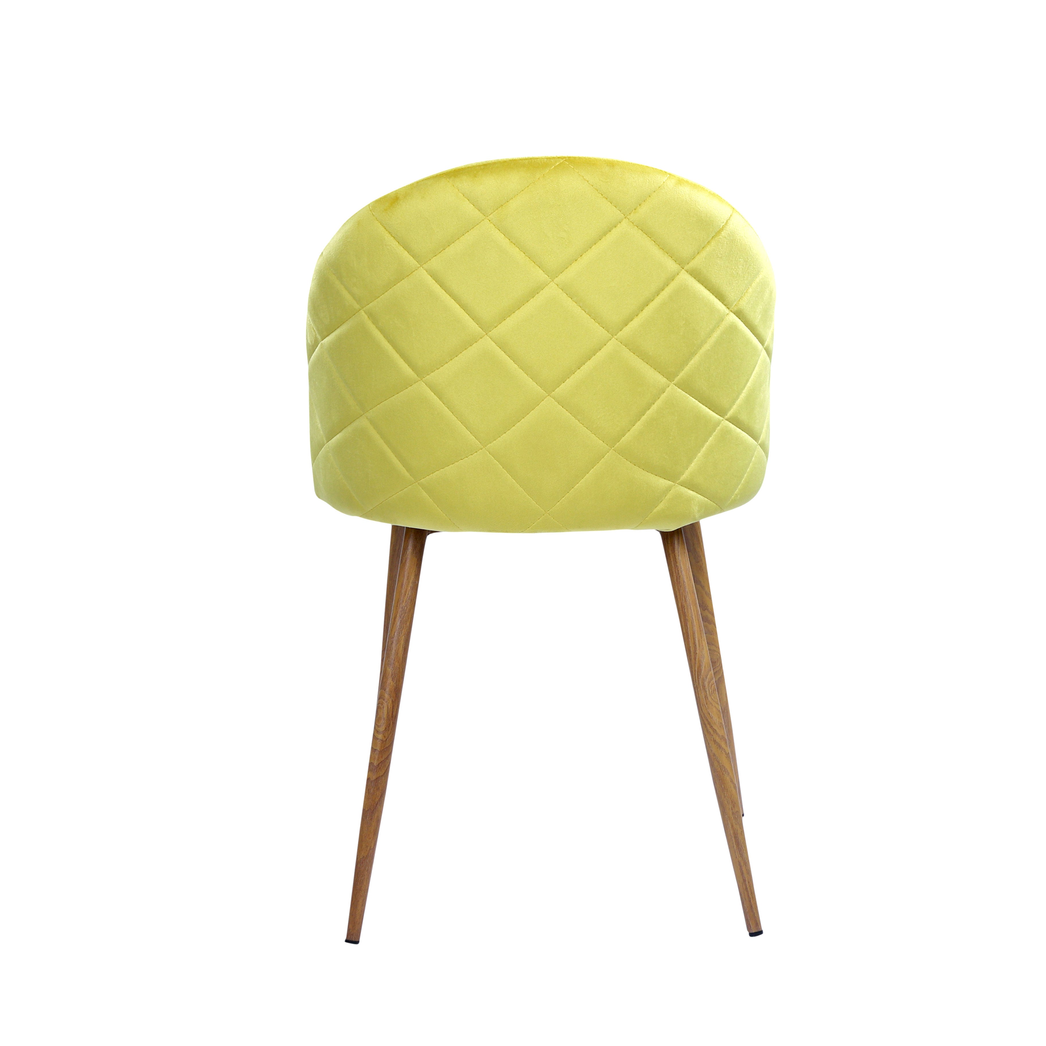 Accent Velvet Chair with wood finishing Metal Legs - Yellow