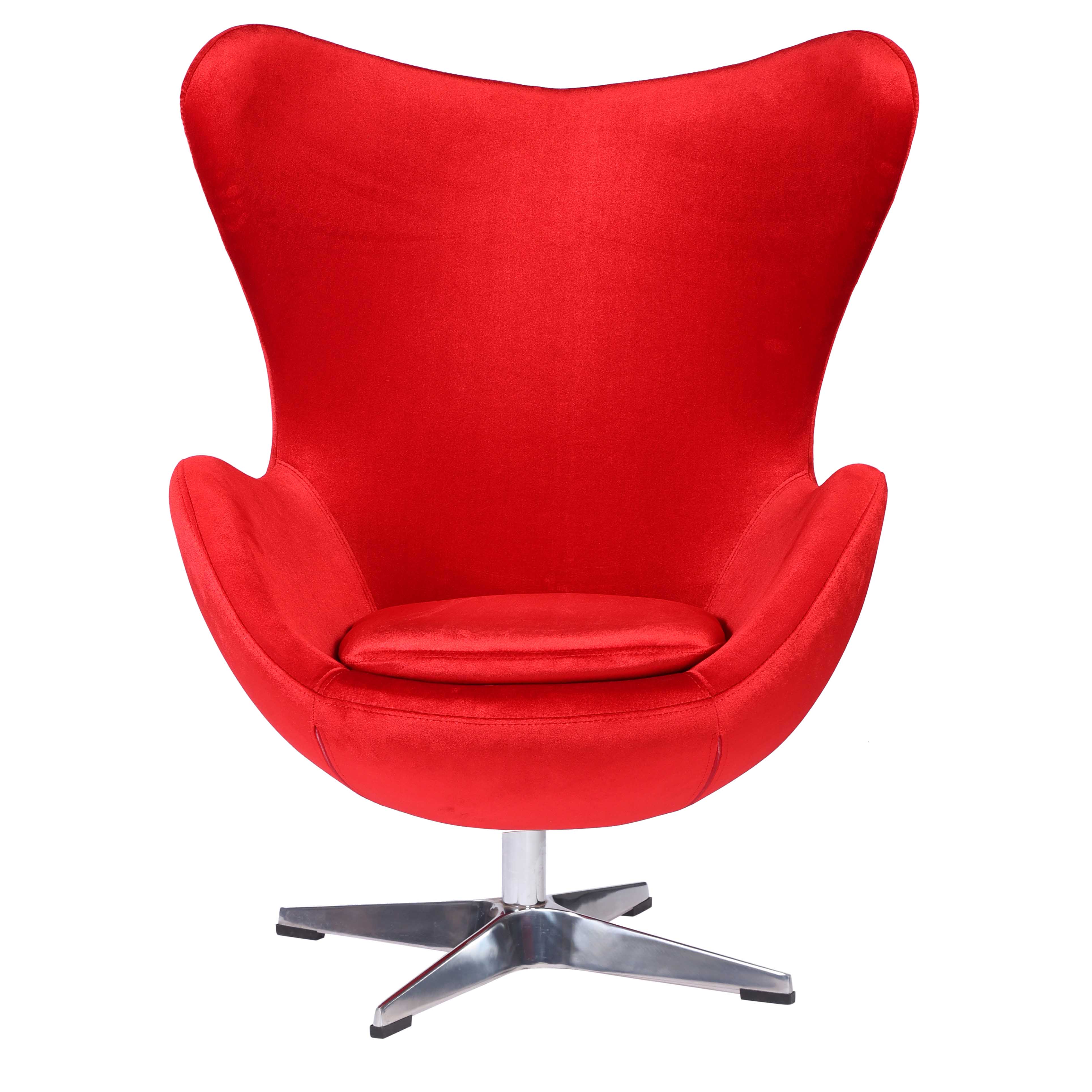 Vienna Velvet Upholstered Lounge Chair with Aluminium Base Red