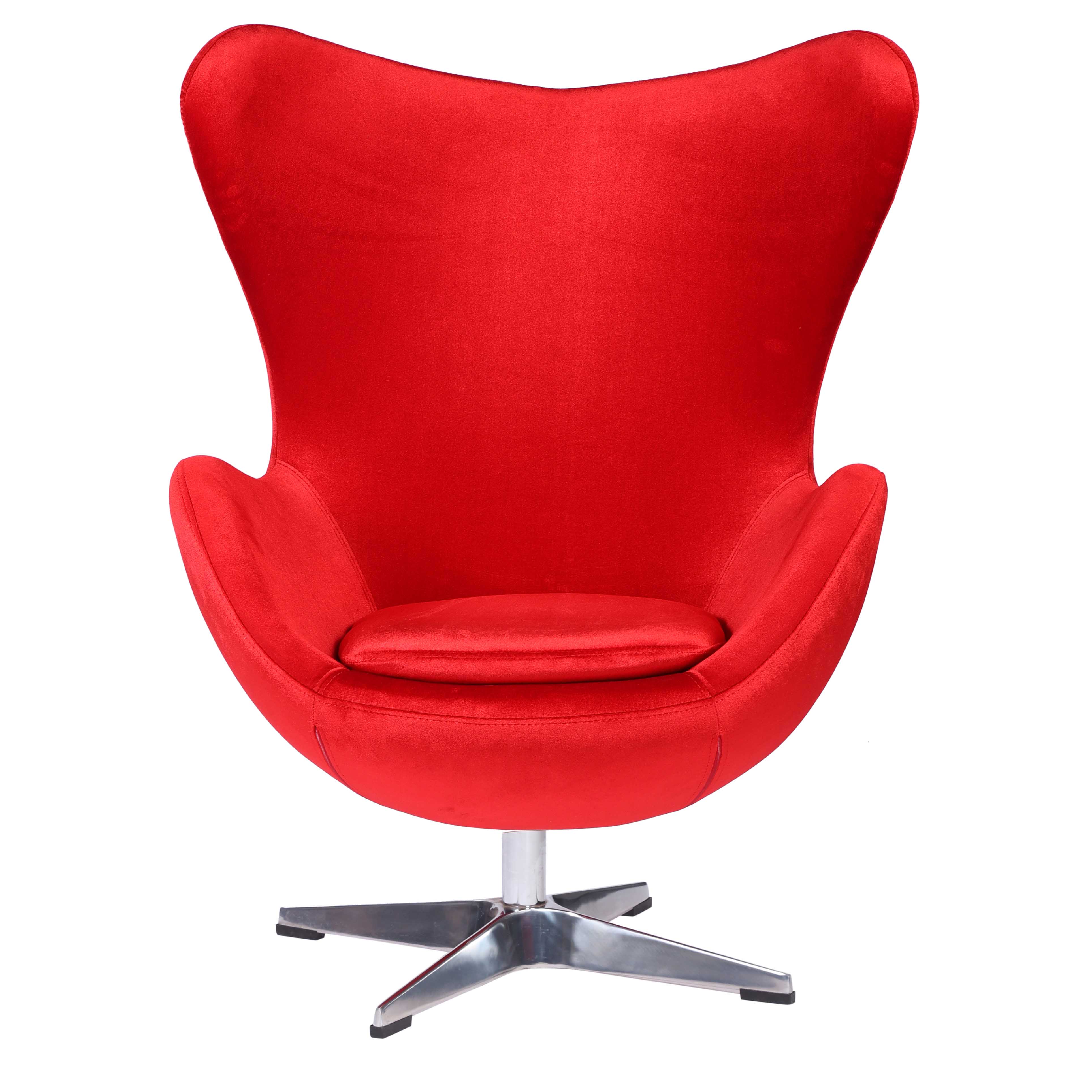 Vienna Velvet Upholstered Lounge Chair with Aluminium Base - Red