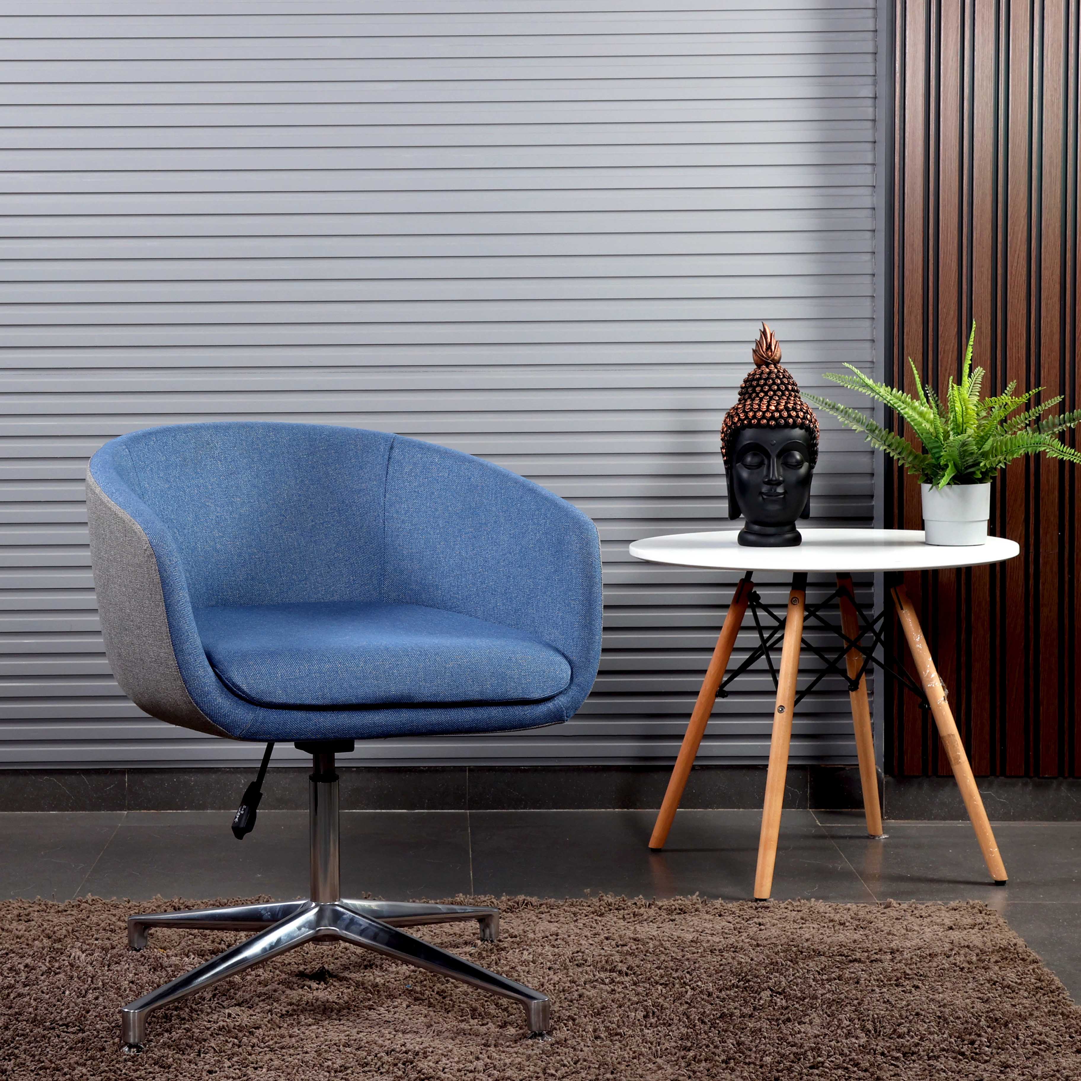 Emilia Modern Upholstered Adjustable Office Chair With Aluminum Base - Blue