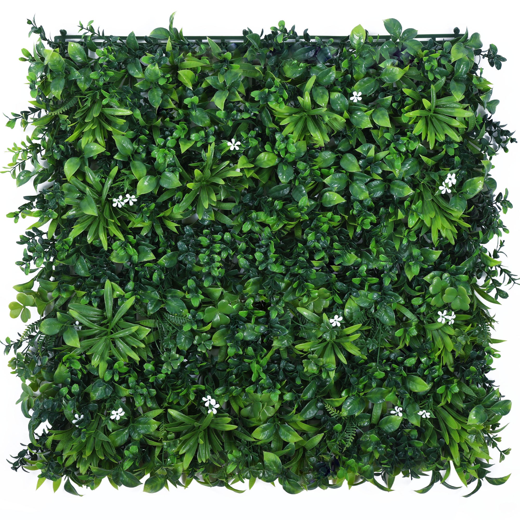 Mix Green Leaves with White Flowers Artificial Vertical Green Garden Wall Tile
