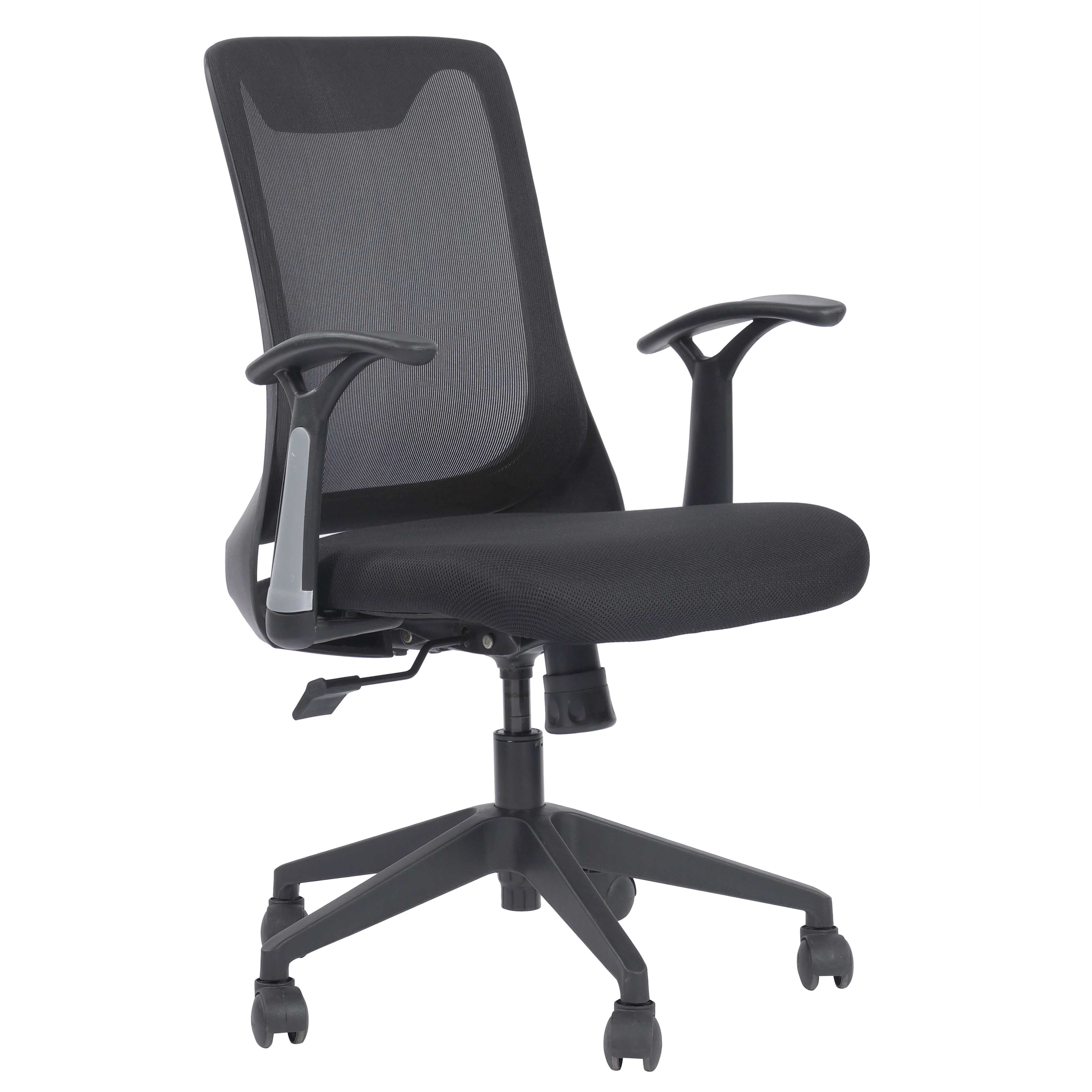 Ambros Armrest Office Workstation Chair with Nylon Base - Black