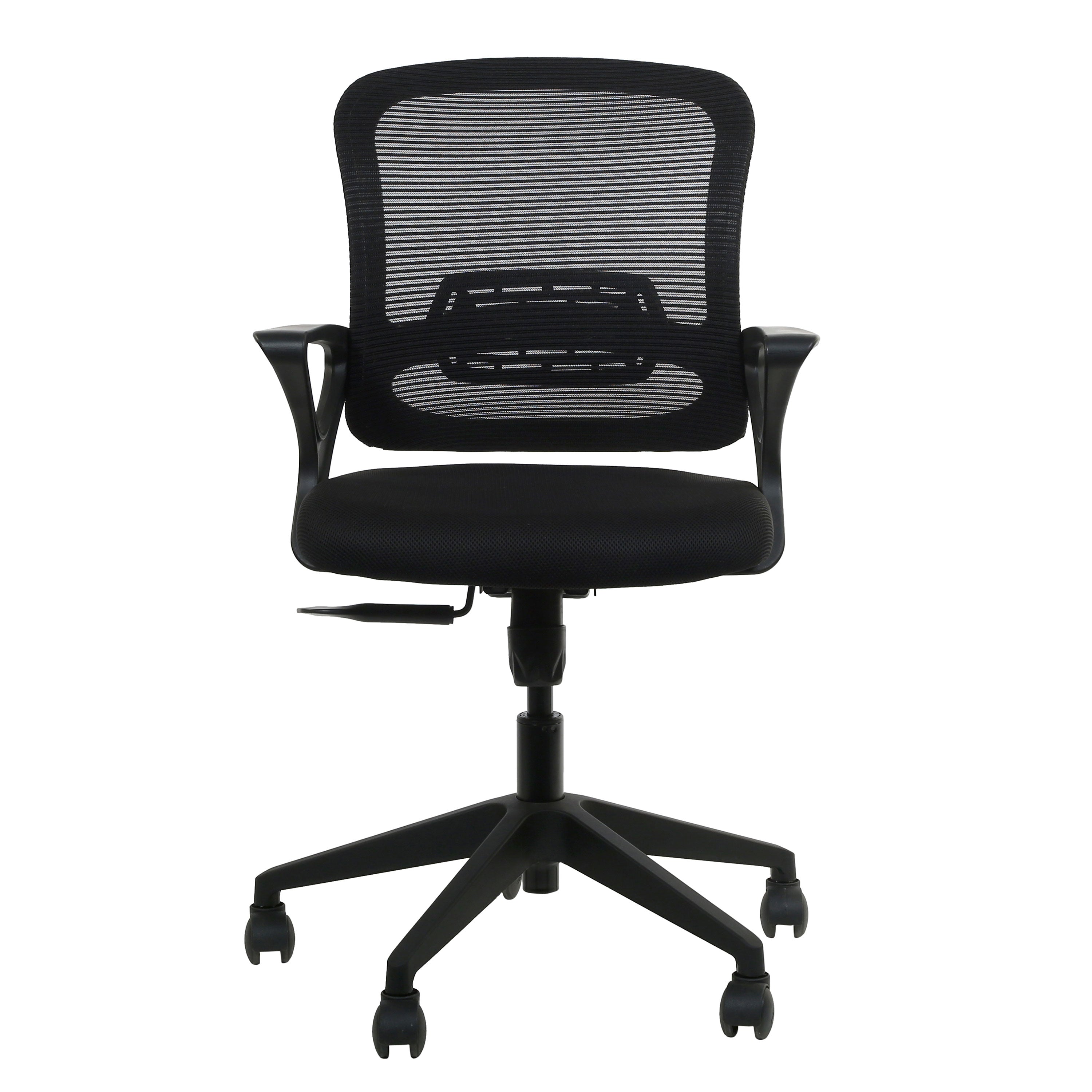 Bruno Mid Back Ergonomic Office Chair With Armrest- Black