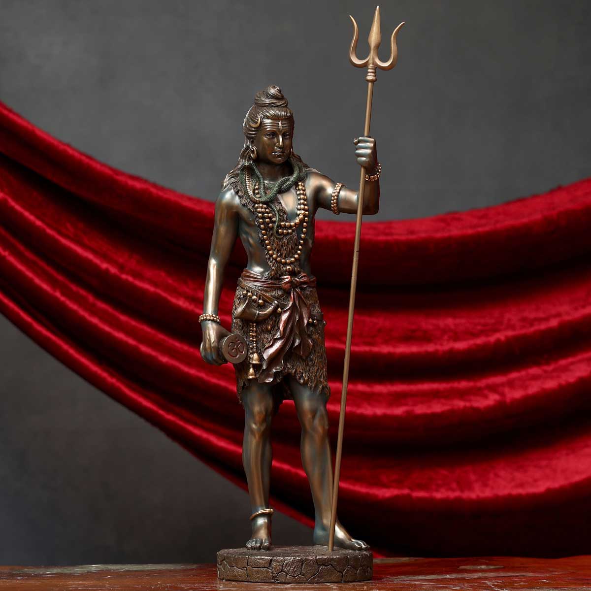 Lord Shiva Standing Statue with Trishul - 6.5 x 6.5 x 21 Inch, 2 Kg